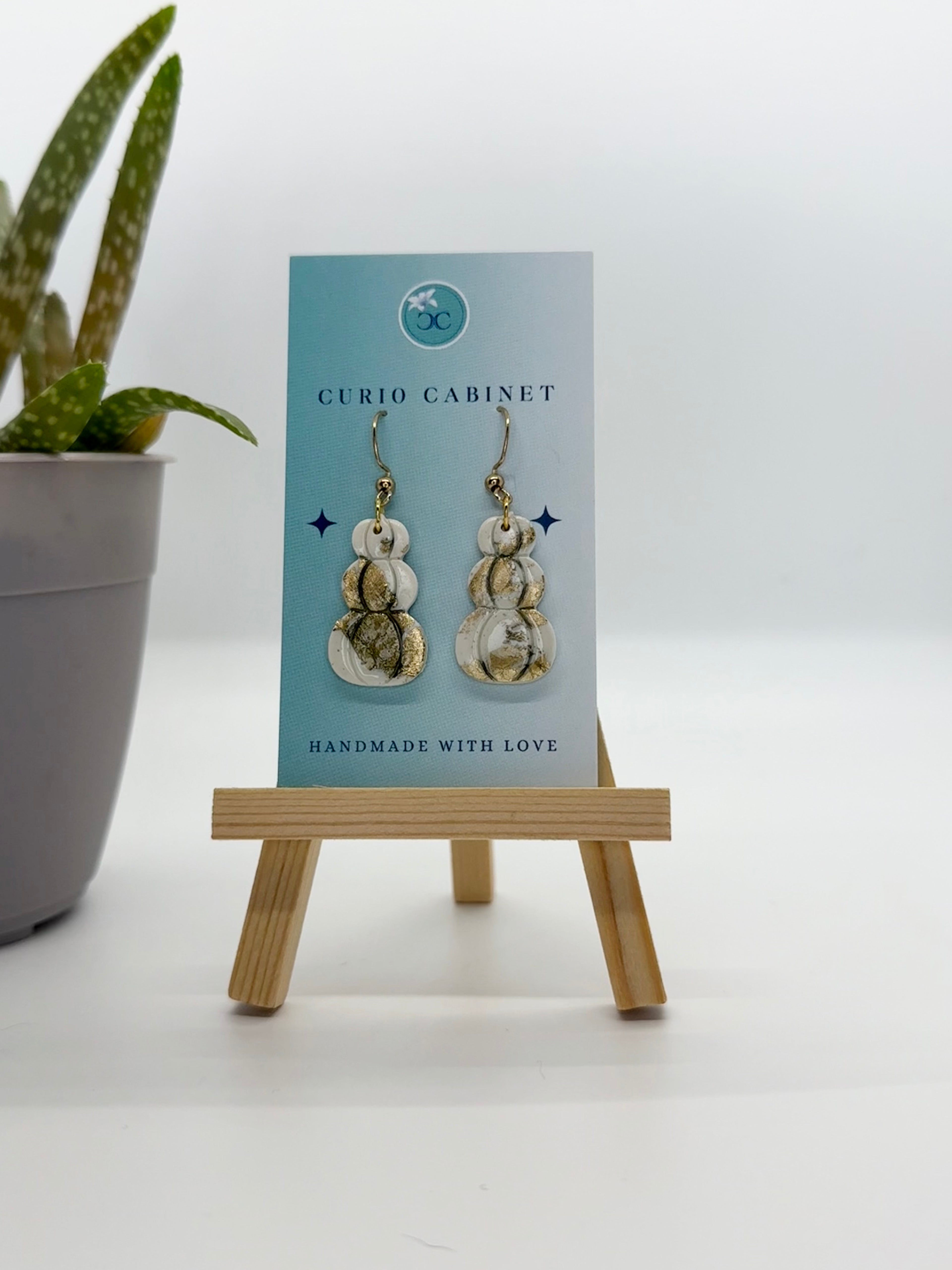Gold Leaf Pumpkin Stacks - Polymer Clay Earrings