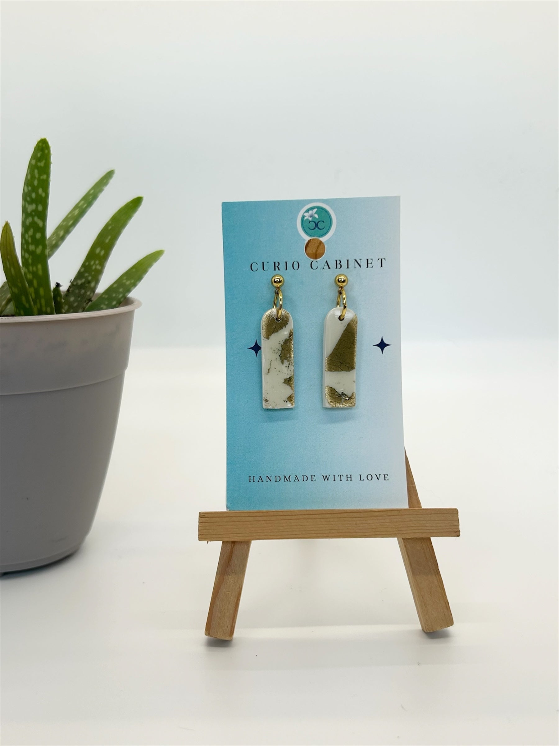 Tiny Golden Towers- Polymer Clay Earrings