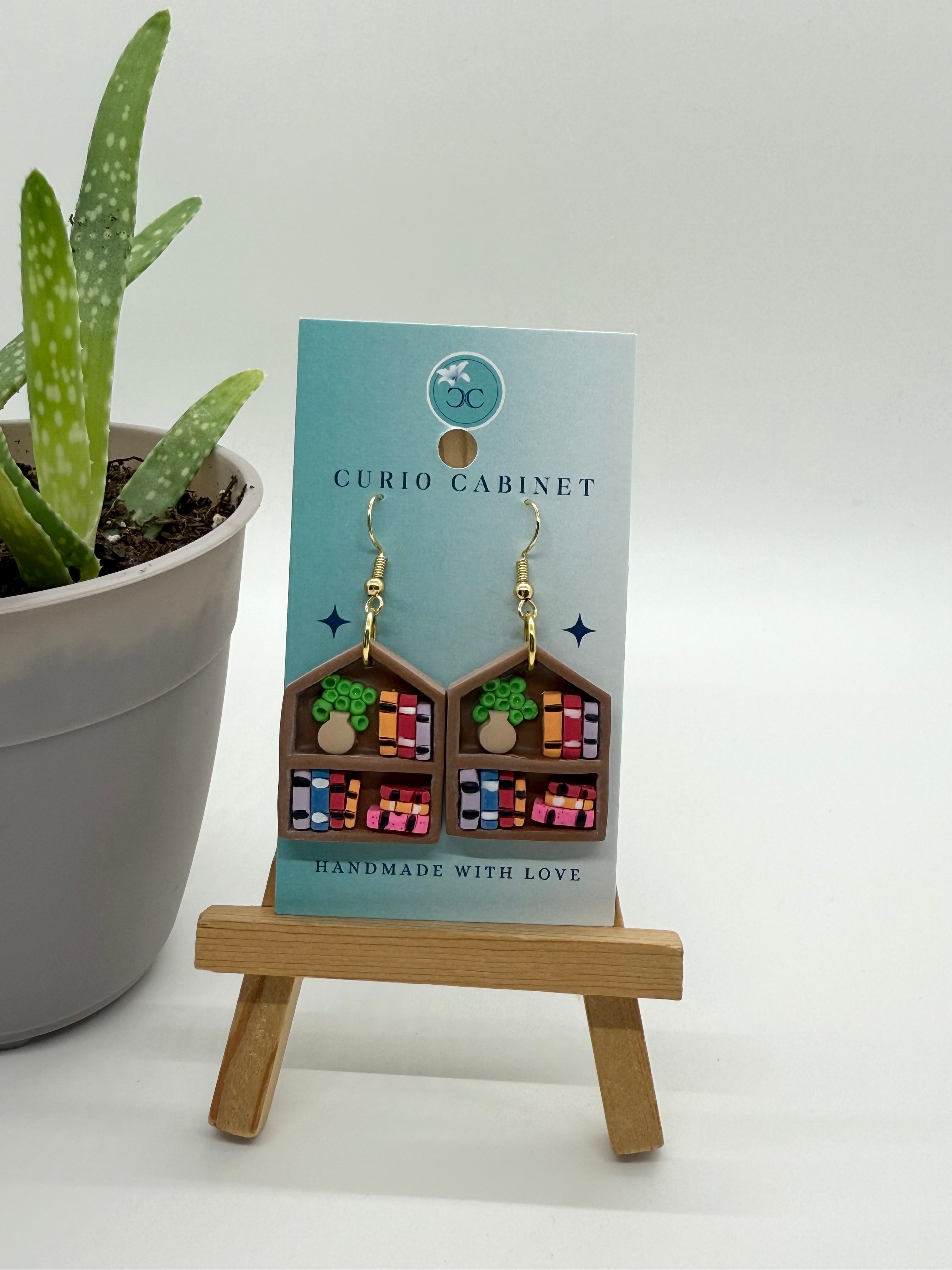 Bookshelf Earrings (Medium) - Polymer Clay Earrings