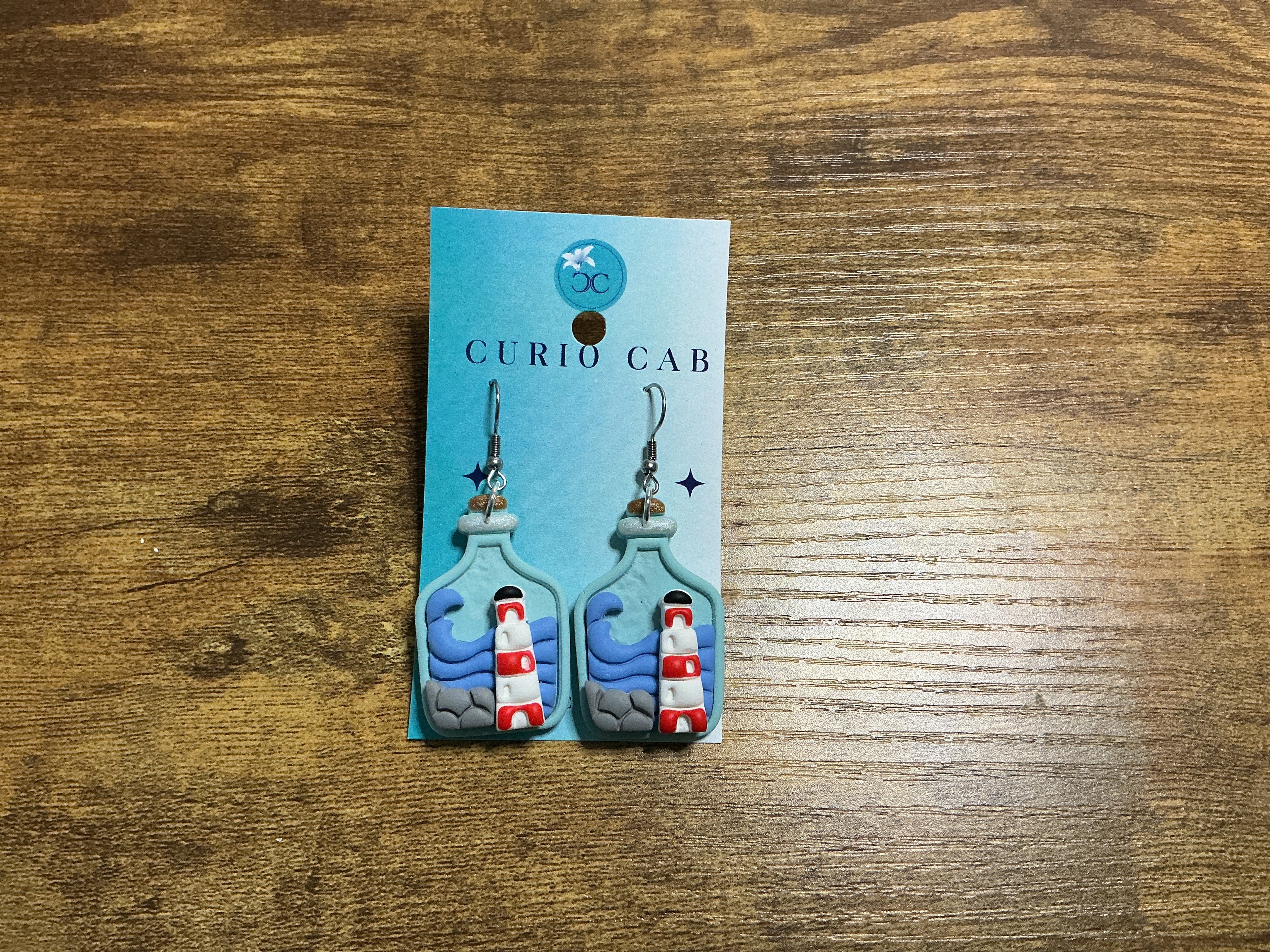 Lighthouse Bottles - Polymer Clay Earrings