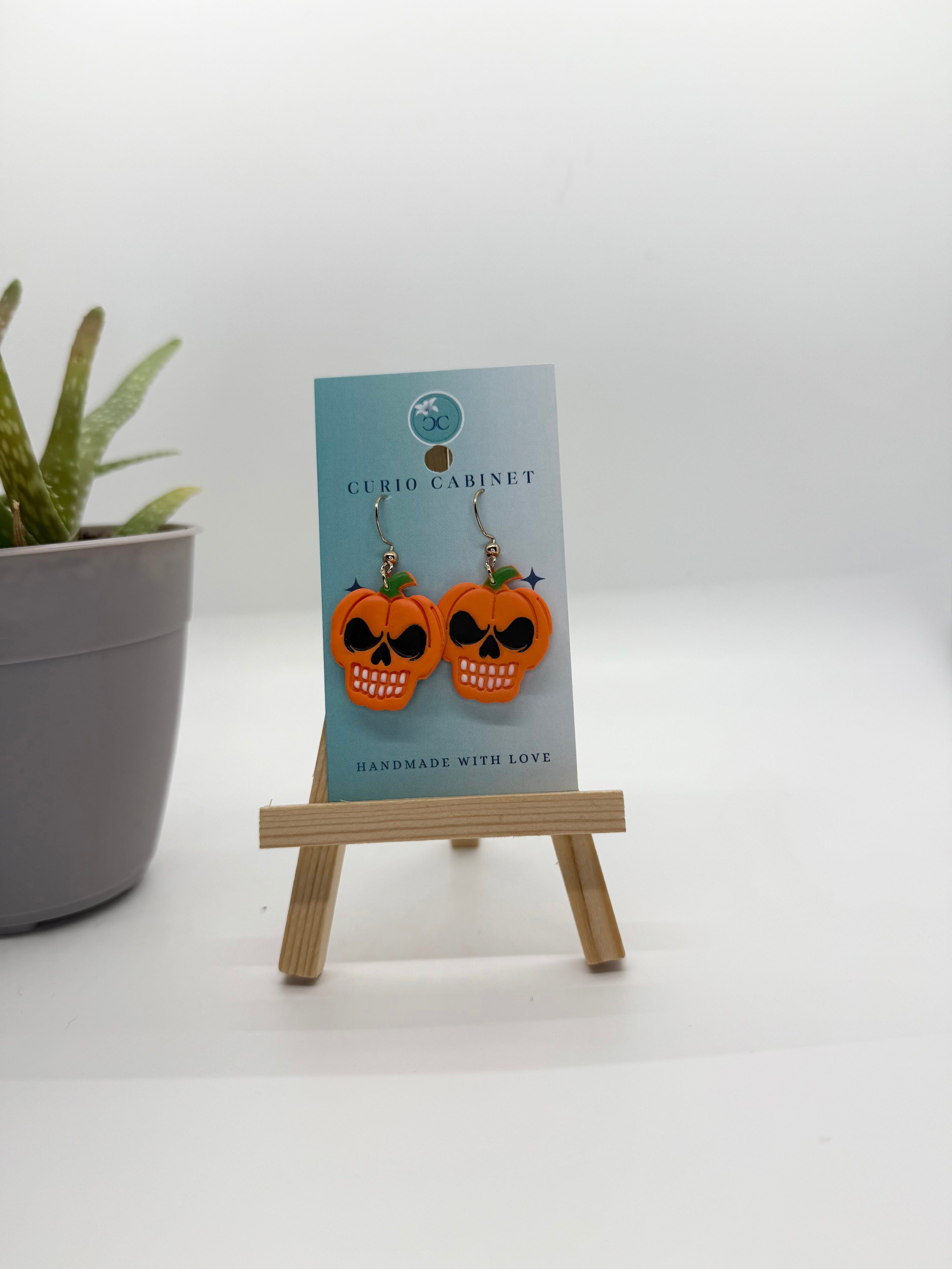 Scary Pumpkin Face - Polymer Clay Earrings