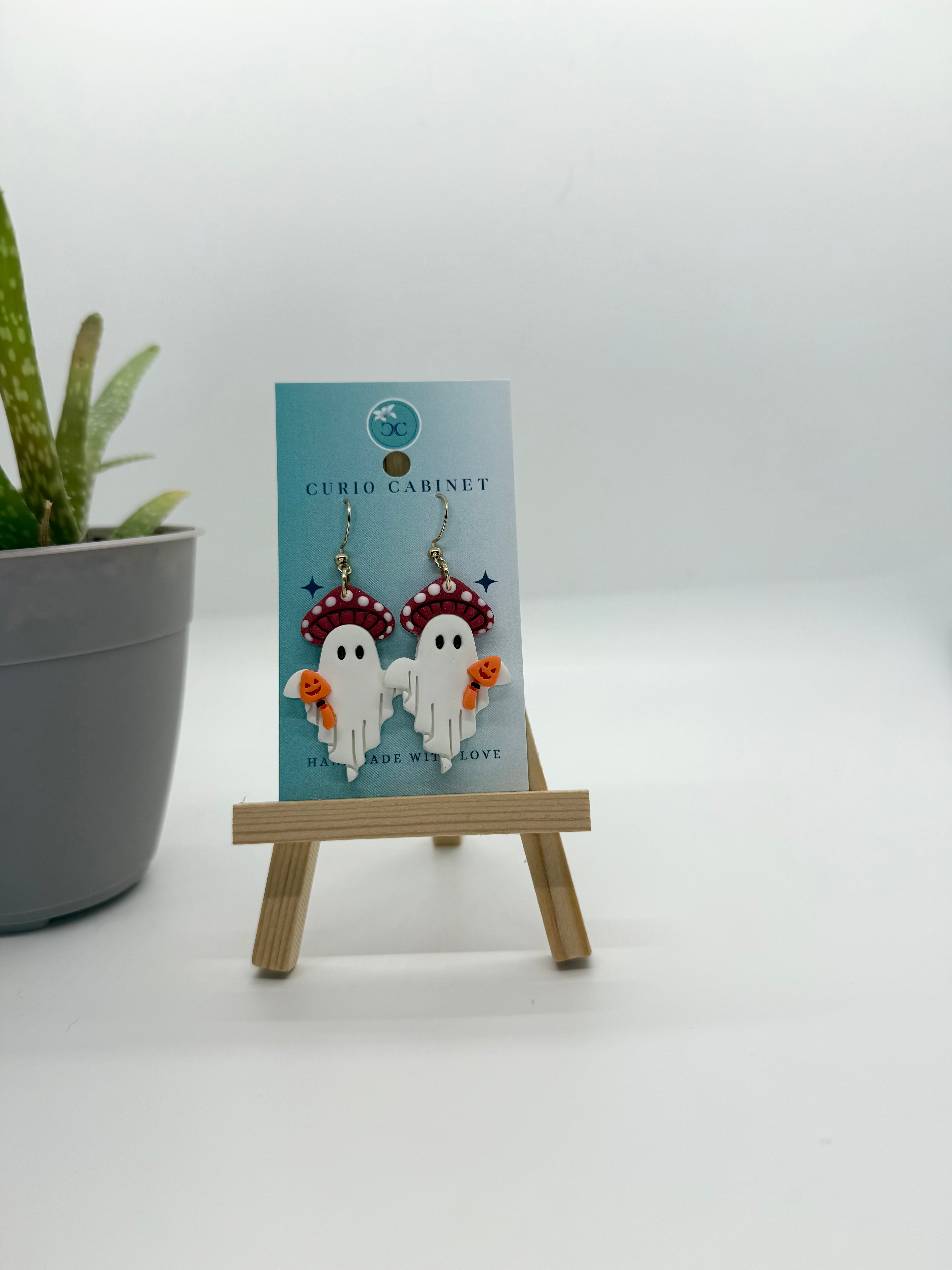 Mushroom Ghost - Polymer Clay Earrings