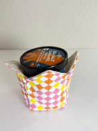 Orange, Pink, and Yellow Checkerboard Pattern - Bowl Cozies