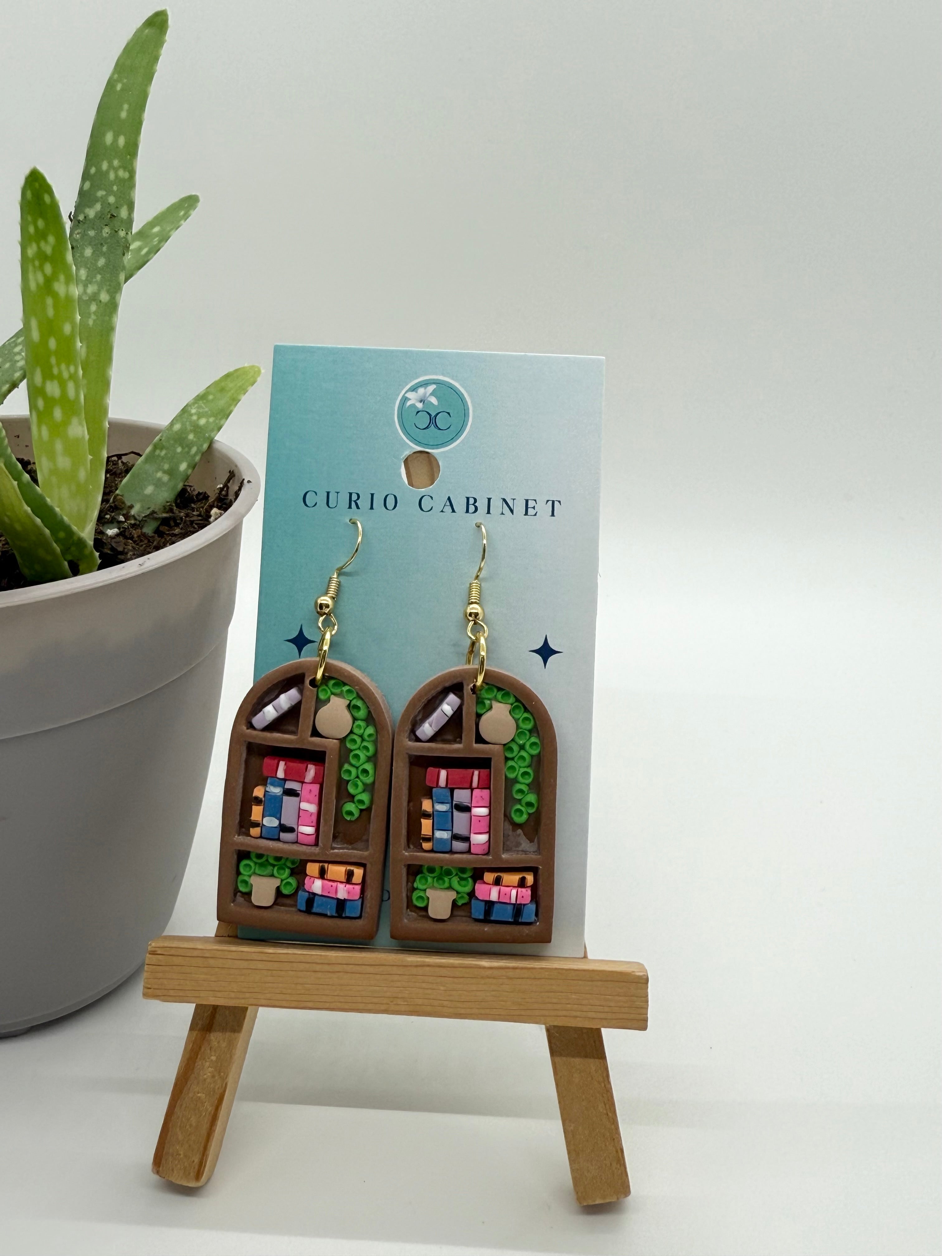Bookshelf Earrings (Large) - Polymer Clay Earrings
