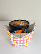 Orange, Pink, and Yellow Checkerboard Pattern - Bowl Cozies