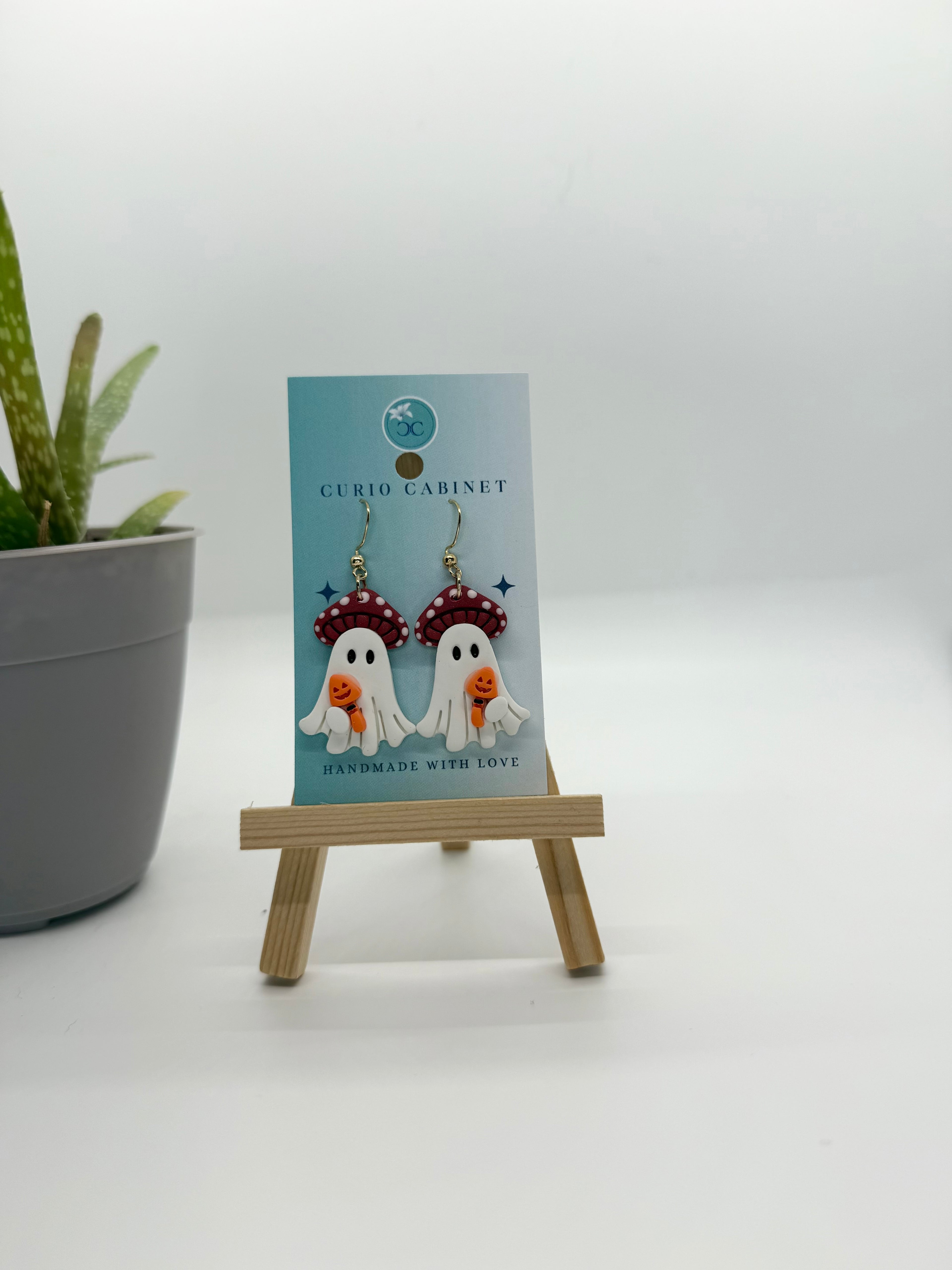 Mushroom Ghost - Polymer Clay Earrings