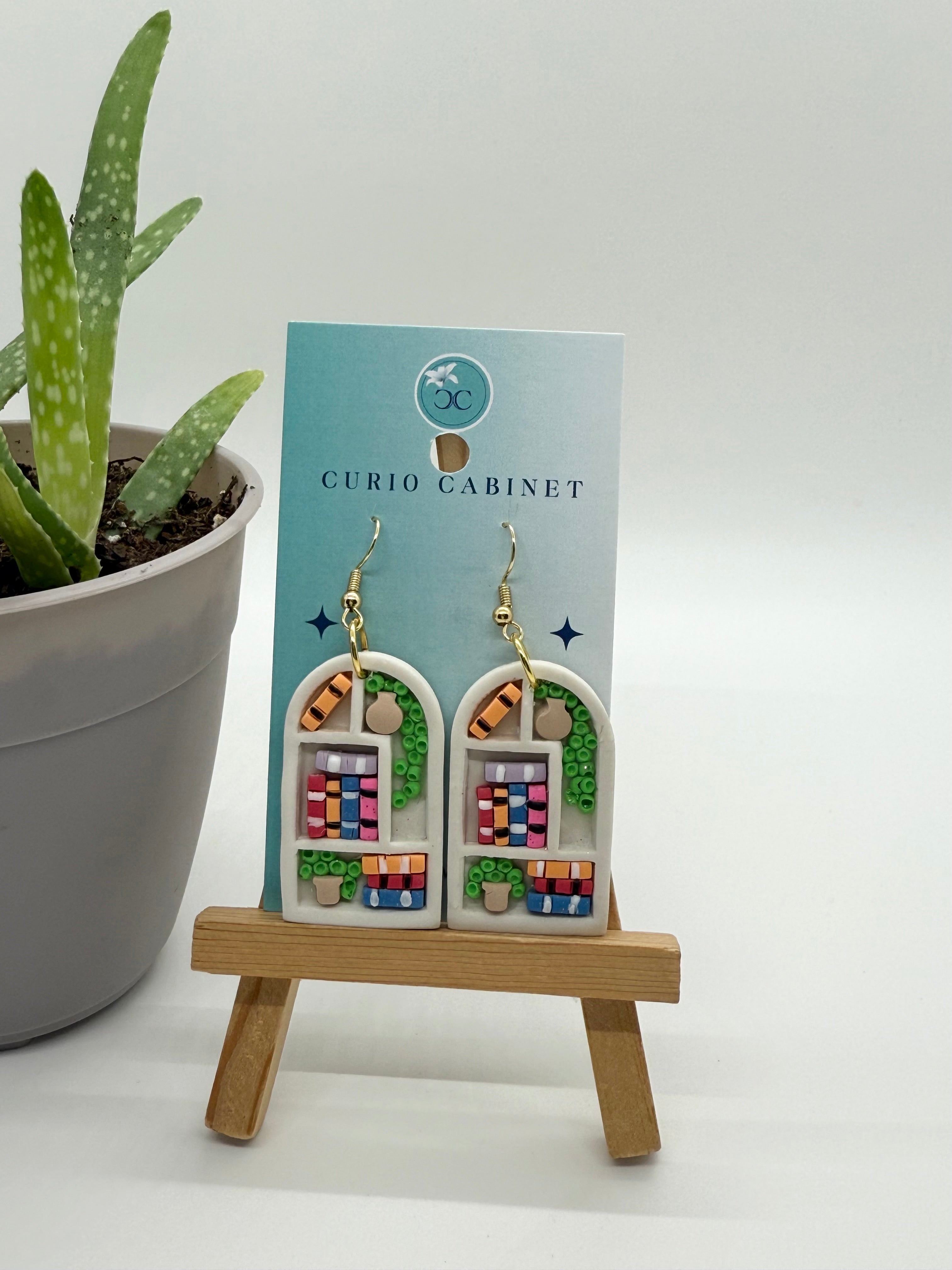 Bookshelf Earrings (Large) - Polymer Clay Earrings