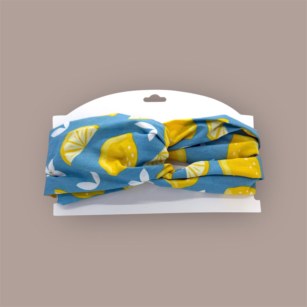 Cotton Twist Headband - Lemons Pattern