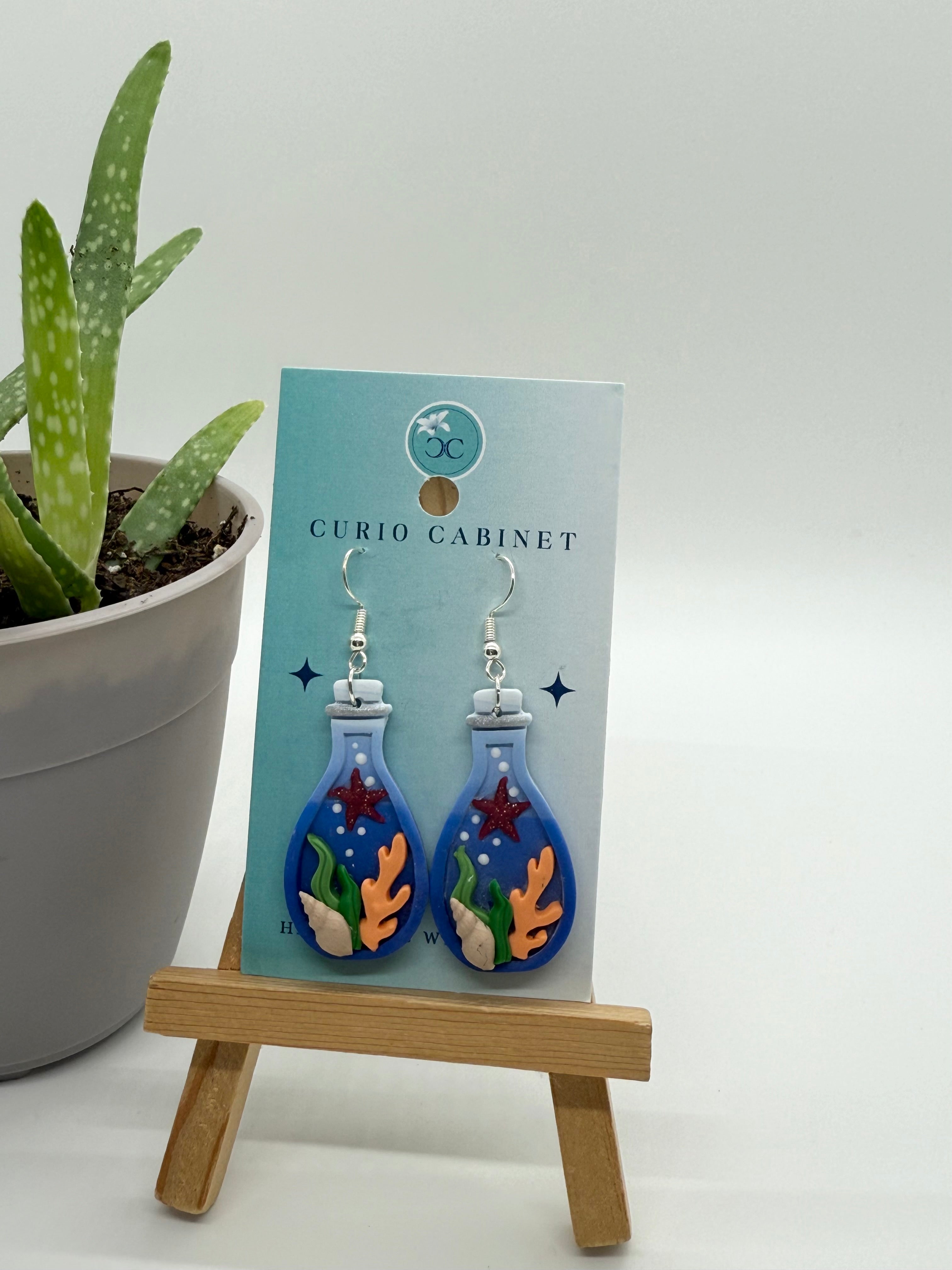 (Sea) A Message in a Bottle - Polymer Clay Earrings