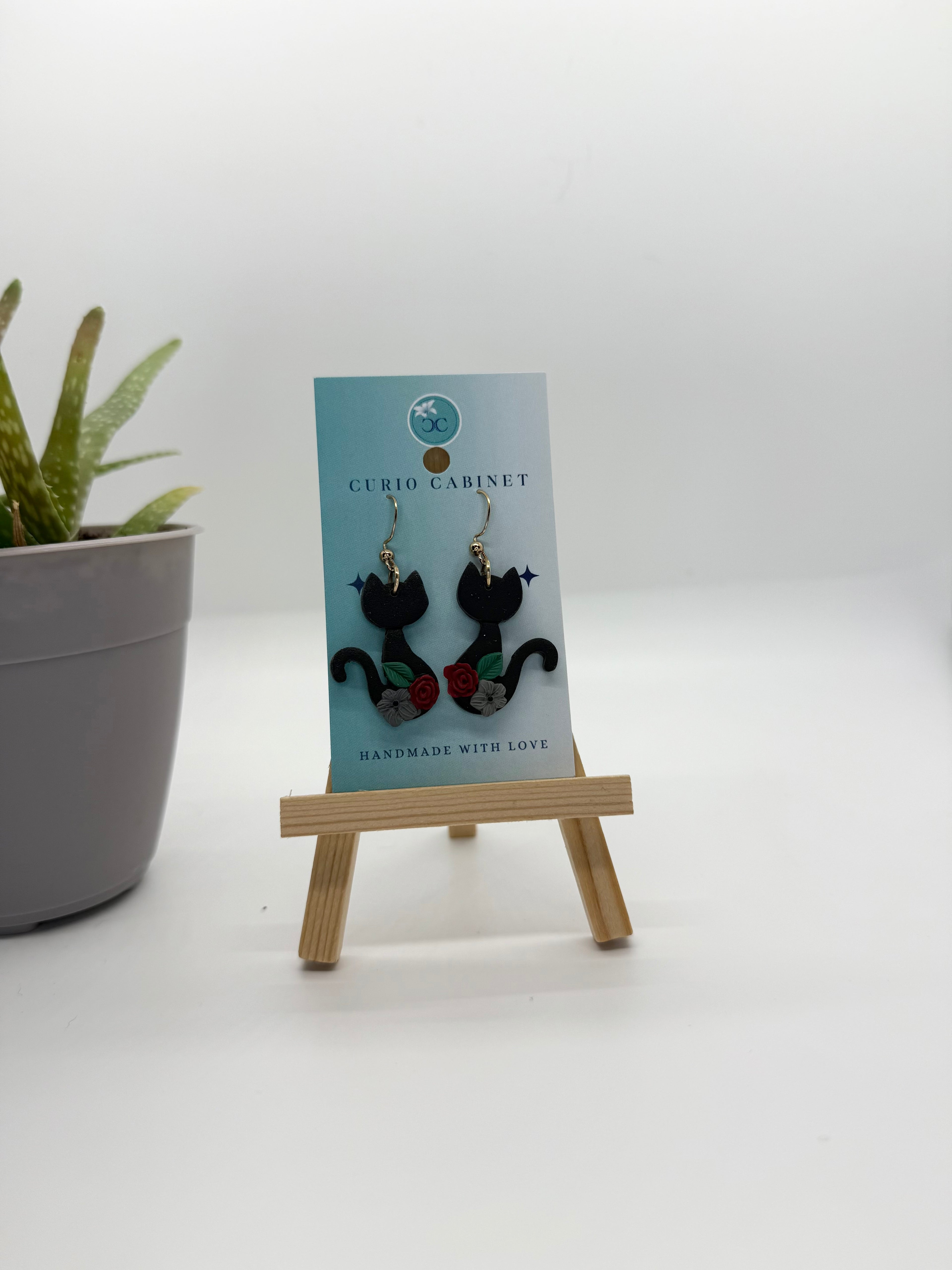 Gothic Black Cats - Polymer Clay Earrings
