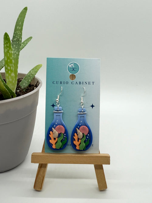 (Sea) A Message in a Bottle - Polymer Clay Earrings