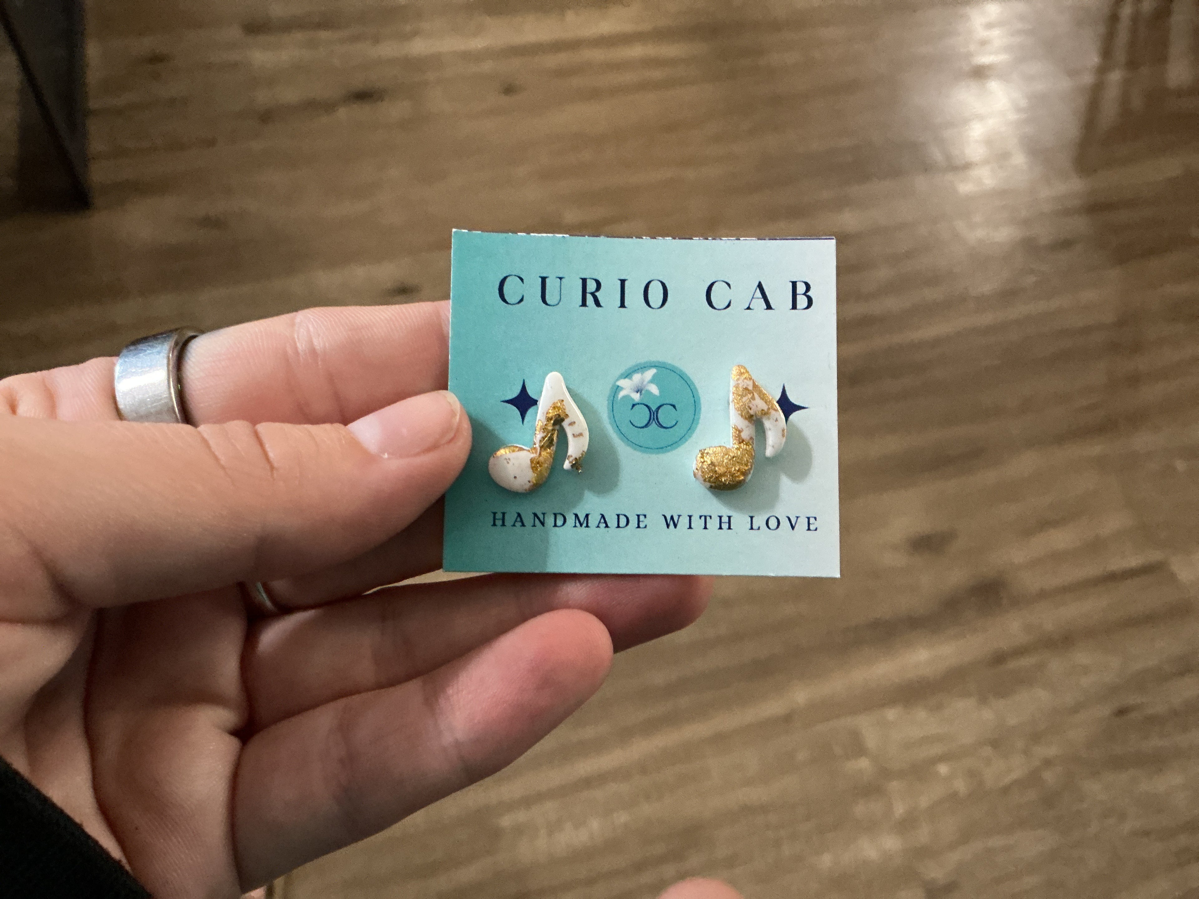Gold Leaf Music Notes - Polymer Clay Studs