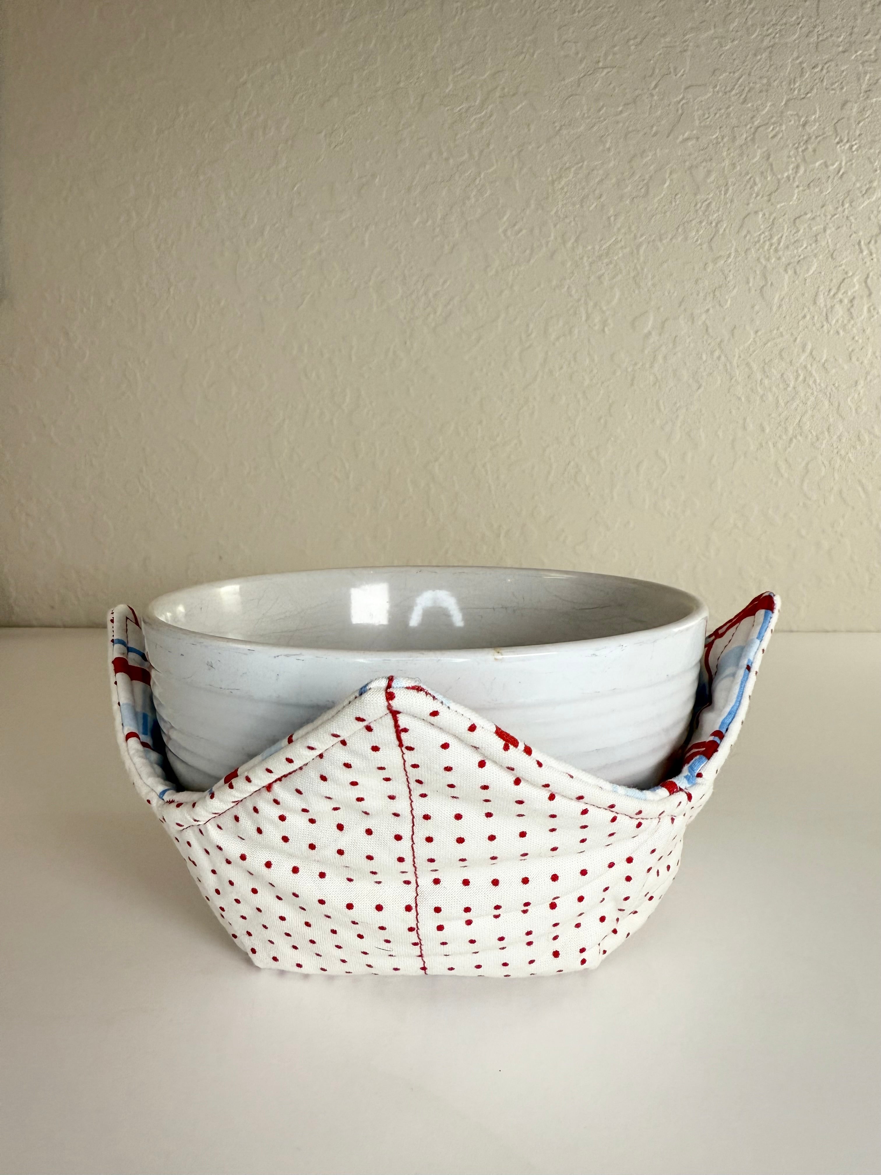 Red, White, and Blue Checkered Pattern - Bowl Cozies