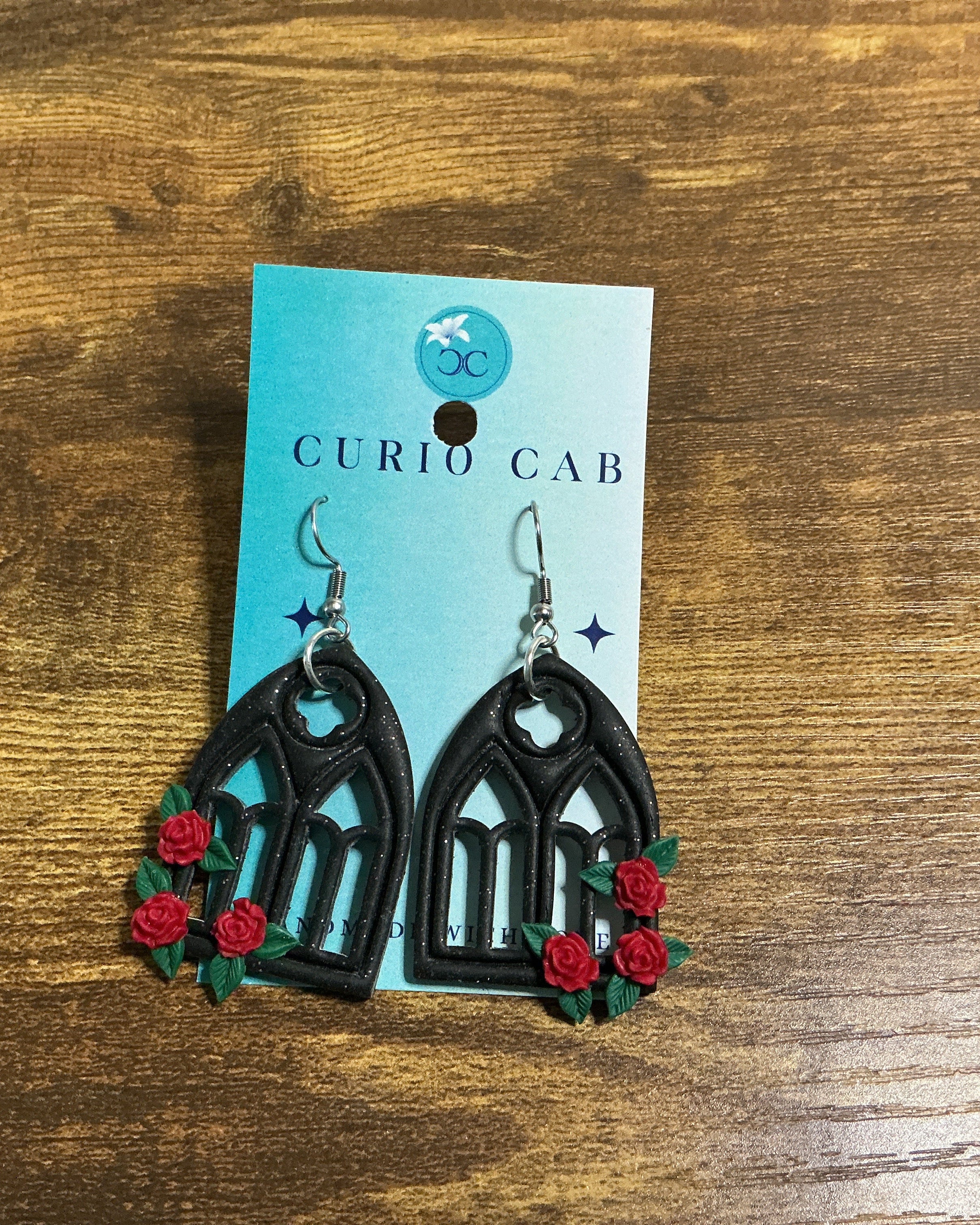 Dark Cathedral Windows - Polymer Clay Earrings