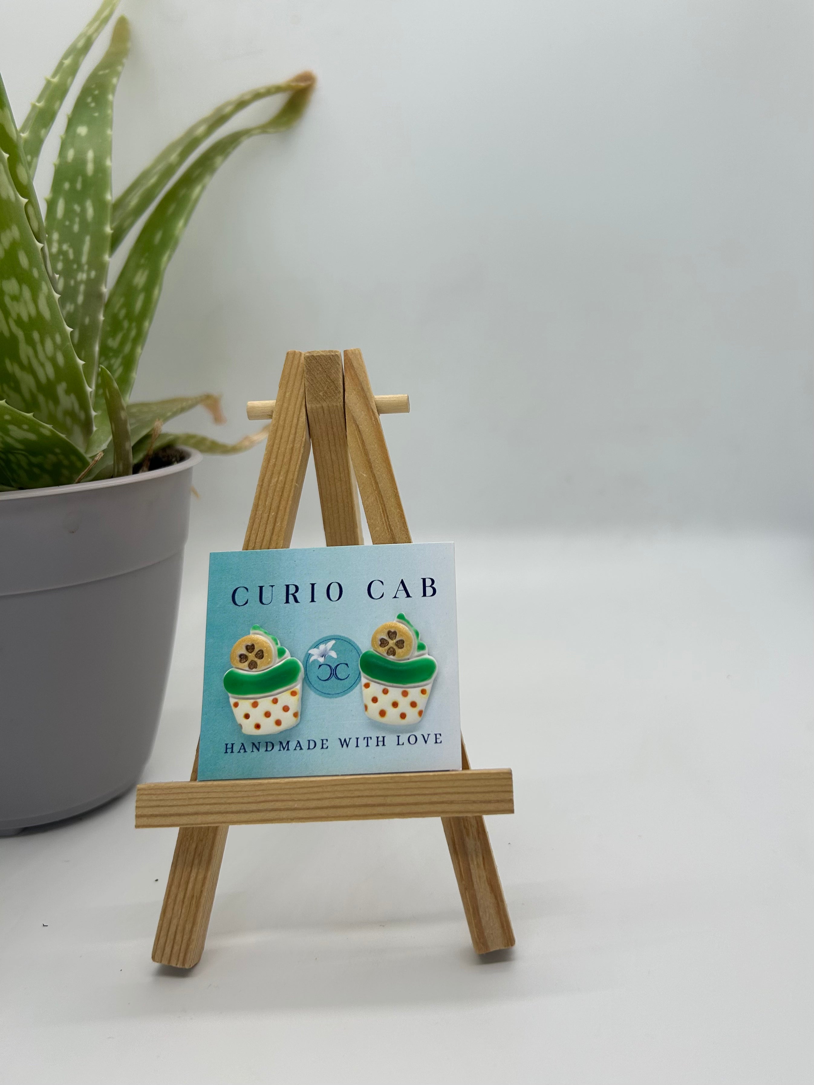 Shamrock Cupcakes - Polymer Clay Studs