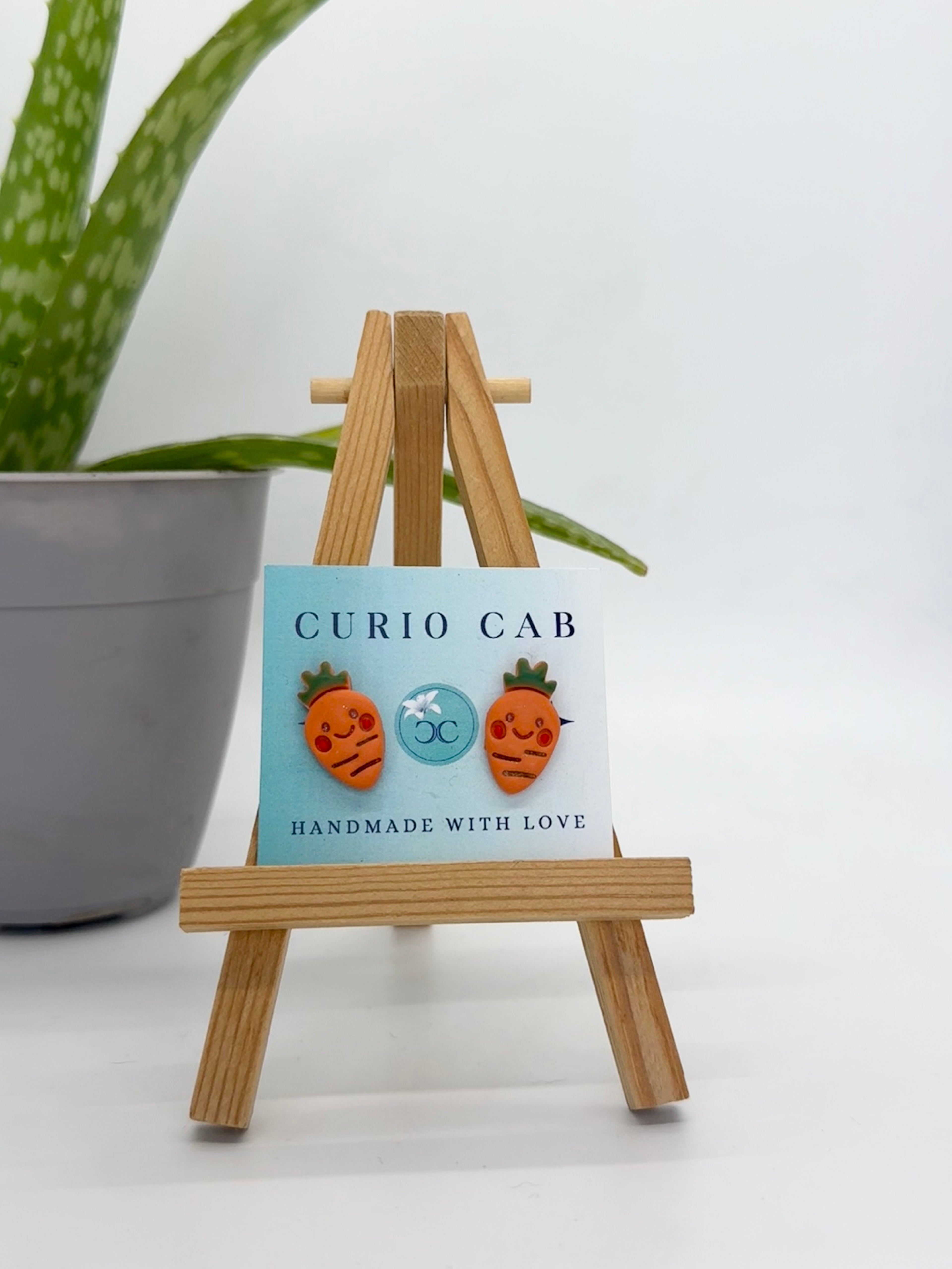 Smiley Carrots - Polymer Clay Studs