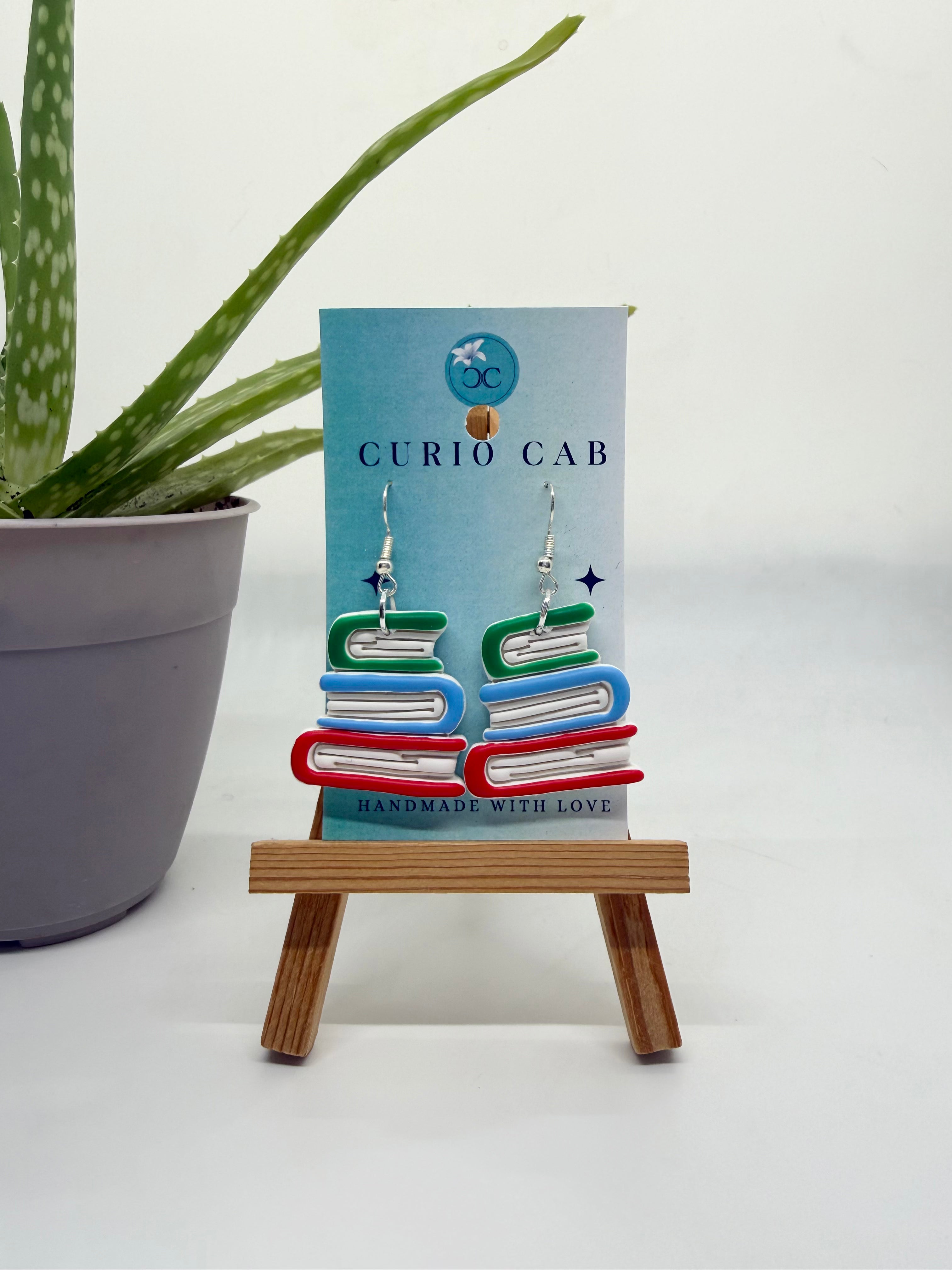 Side View Books - Polymer Clay Earrings