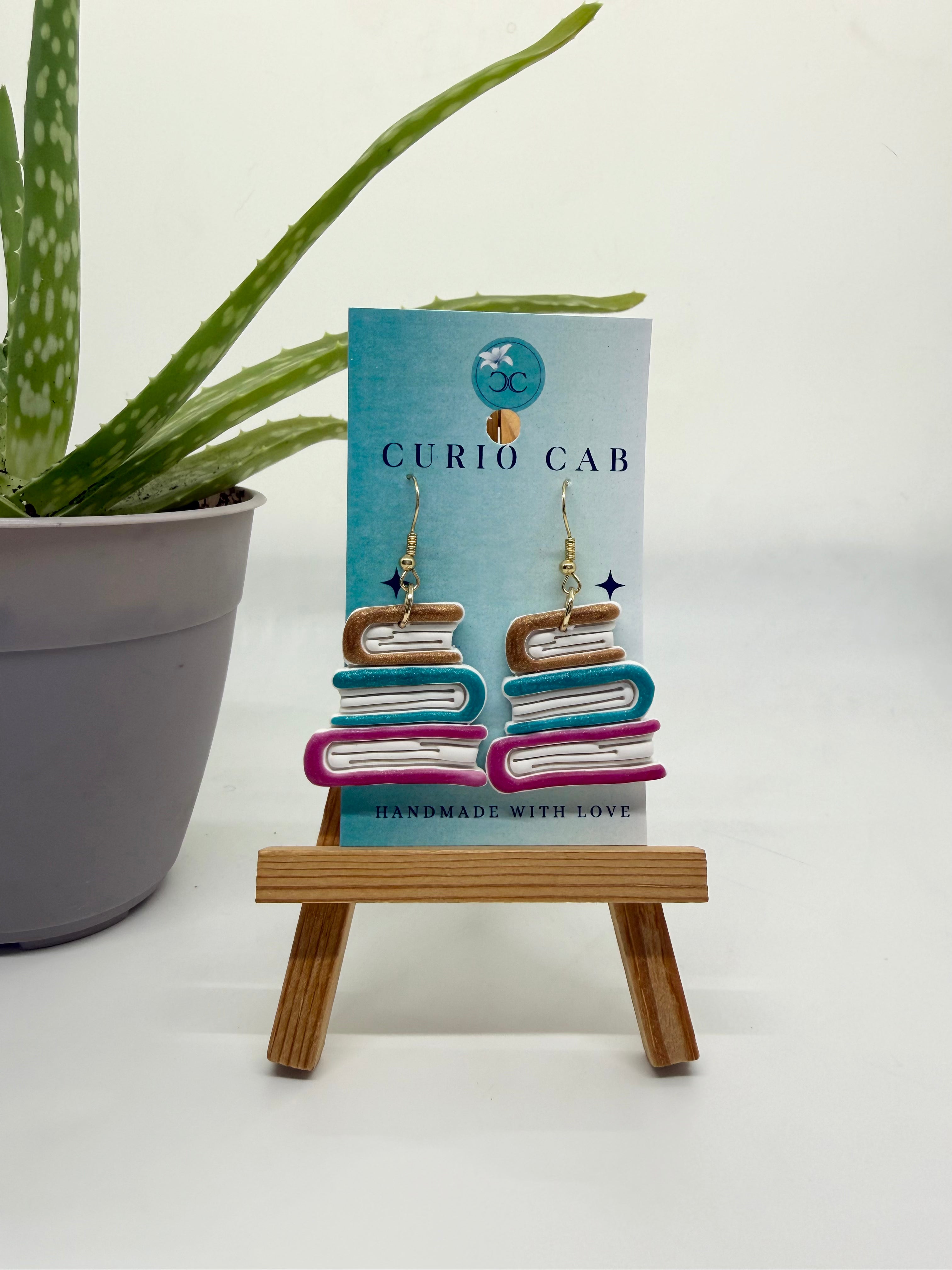 Side View Books - Polymer Clay Earrings