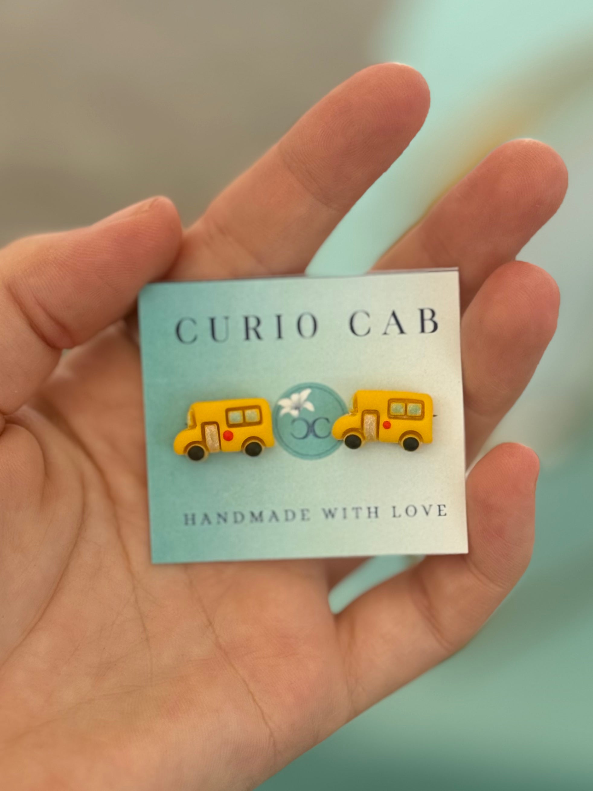 School Buses - Polymer Clay Studs