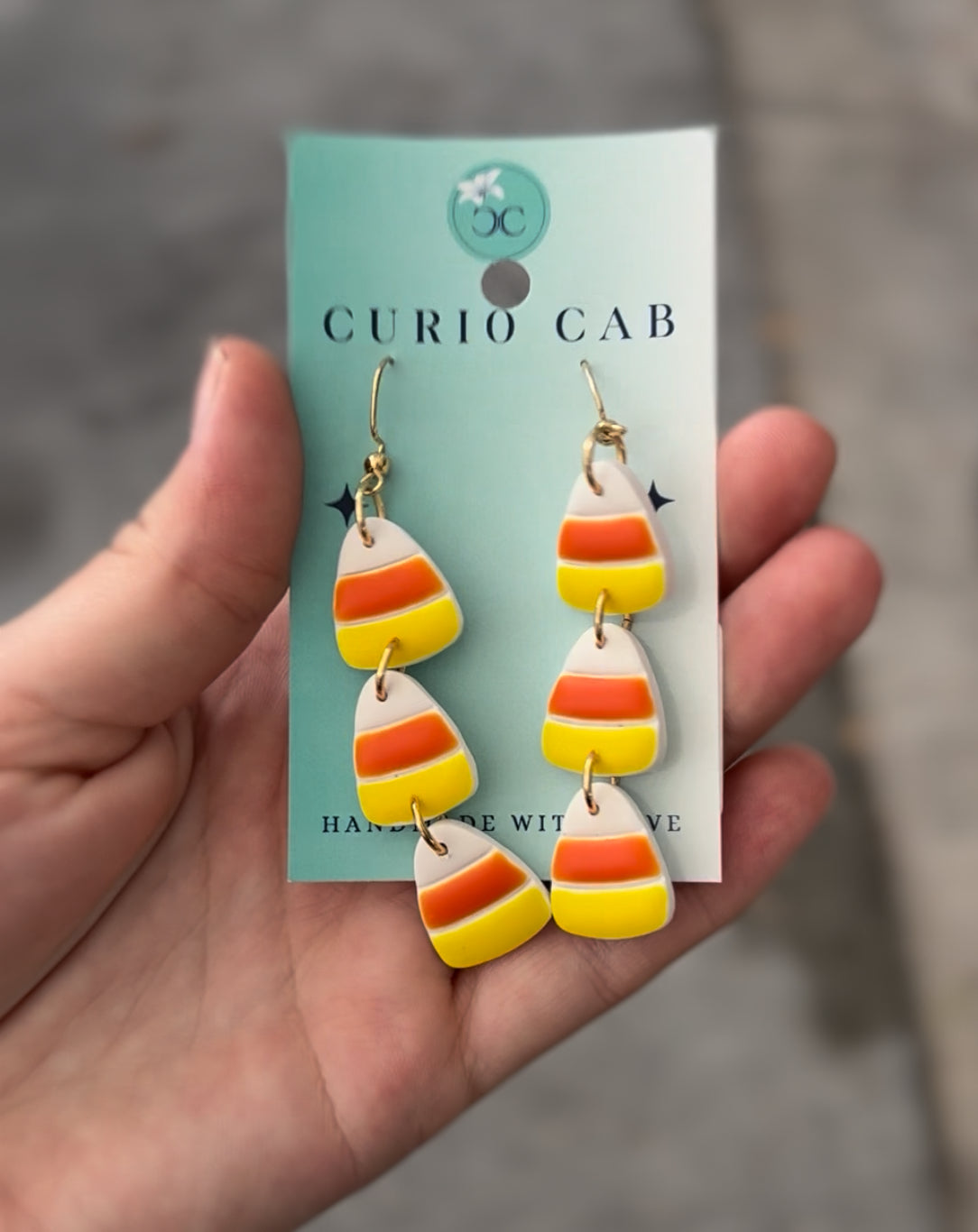 Candy Corn Dangles - Polymer Clay Earrings