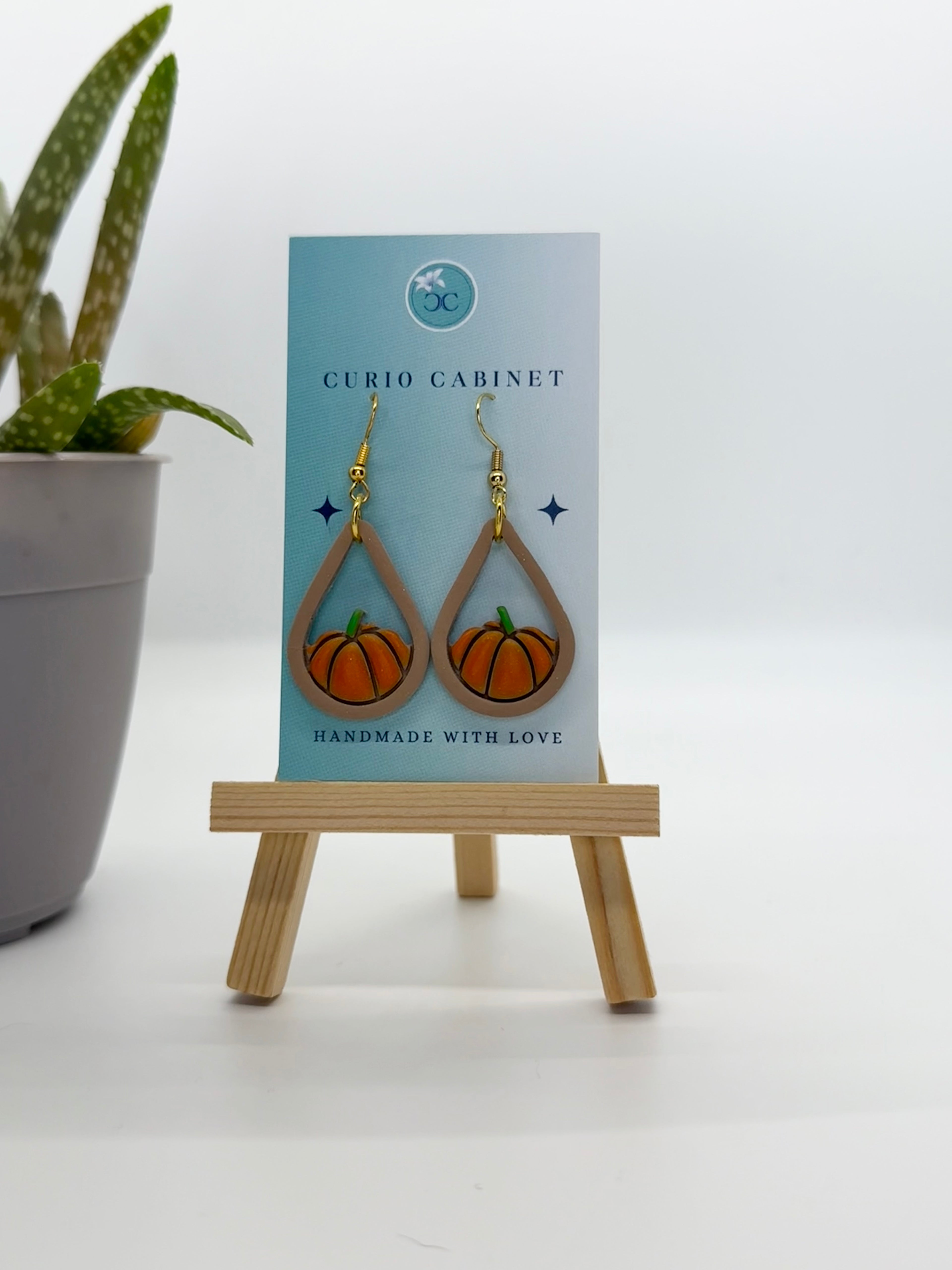 Teardrop Pumpkins - Polymer Clay Earrings