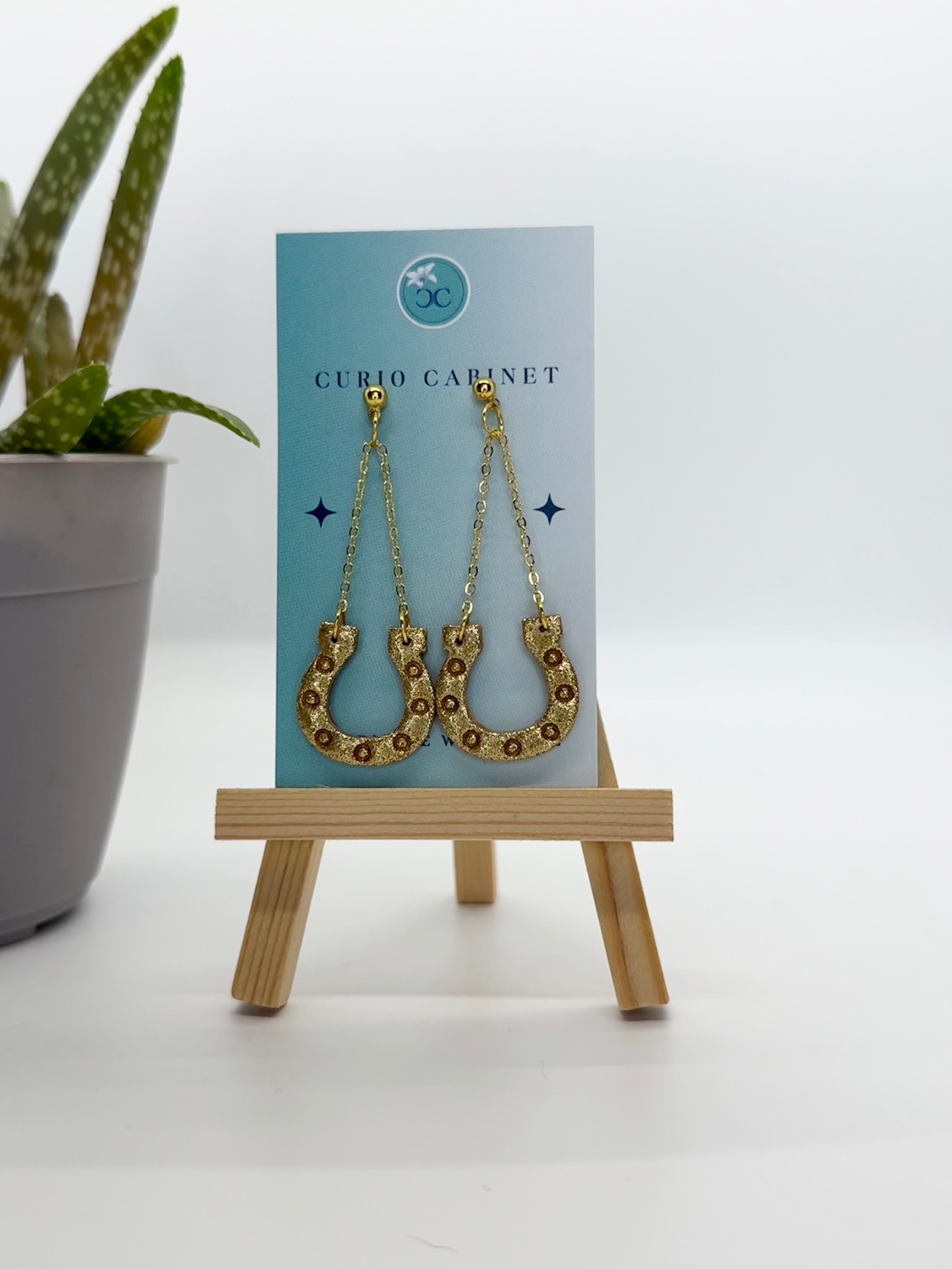 Lucky Horseshoe - Polymer Clay Earrings