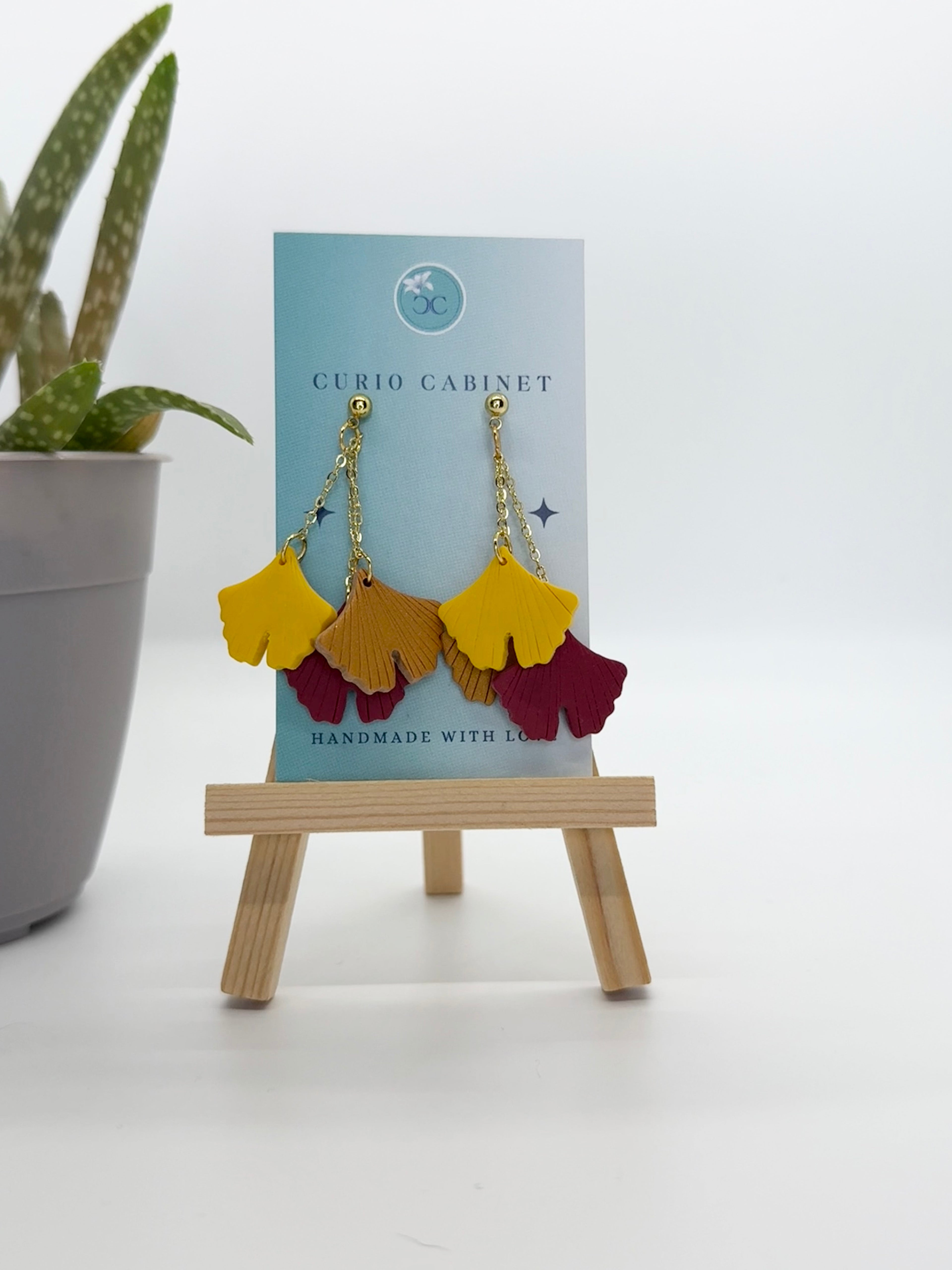 Ginkgo Leaves - Polymer Clay Earrings