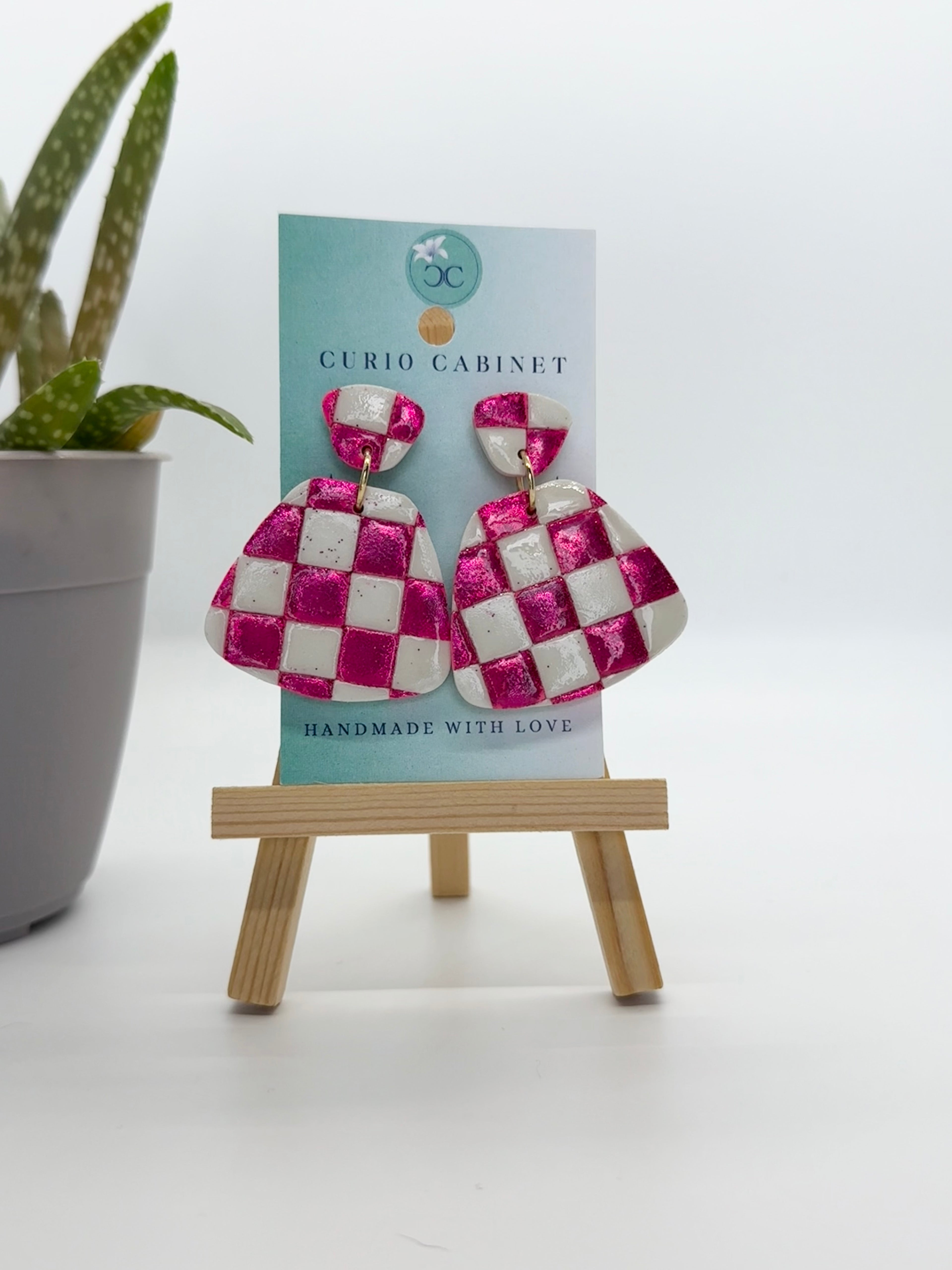Pink Disco - Polymer Clay Earrings