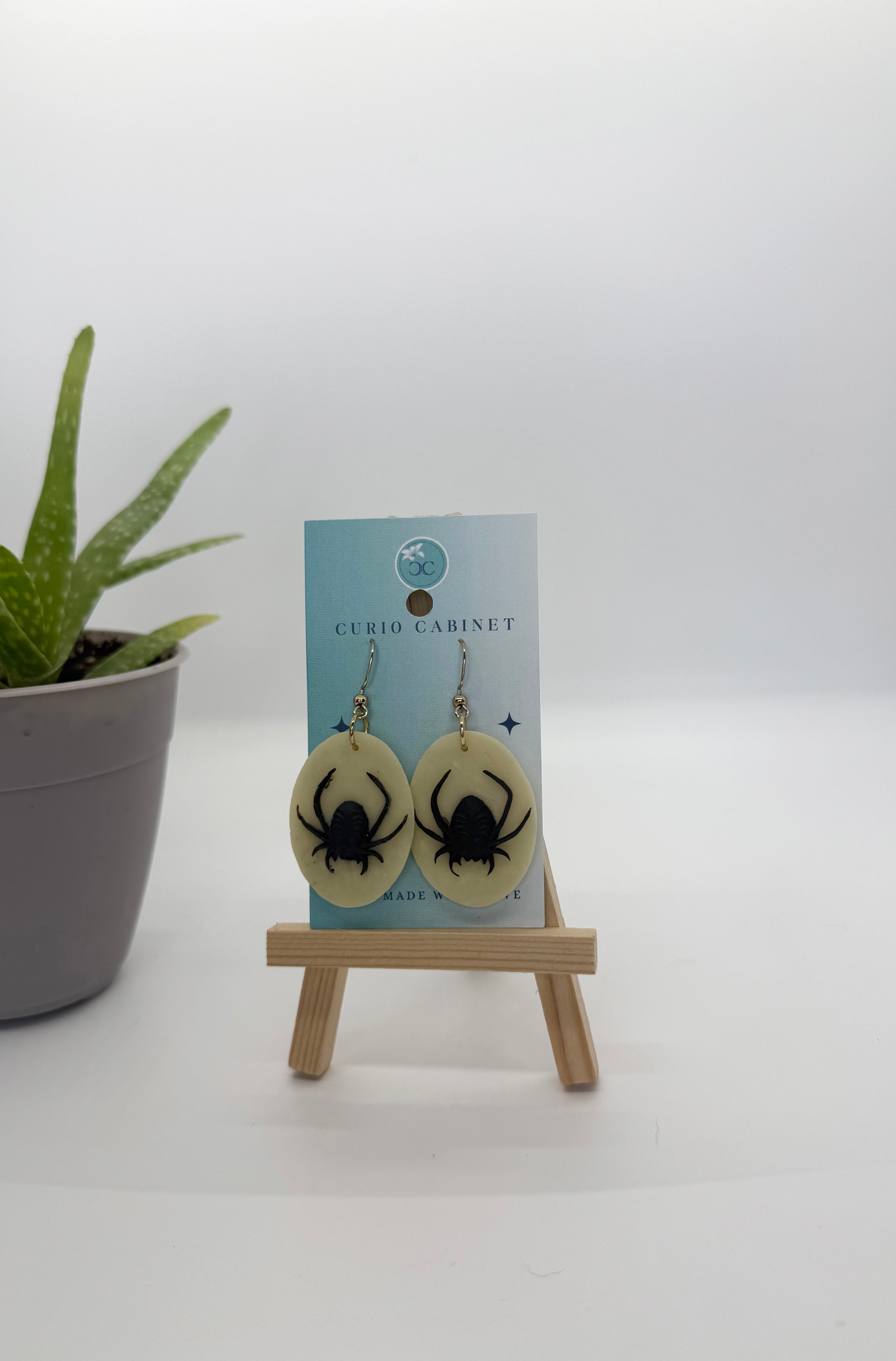 Glow-in-the-Dark Spiders - Polymer Clay Earrings