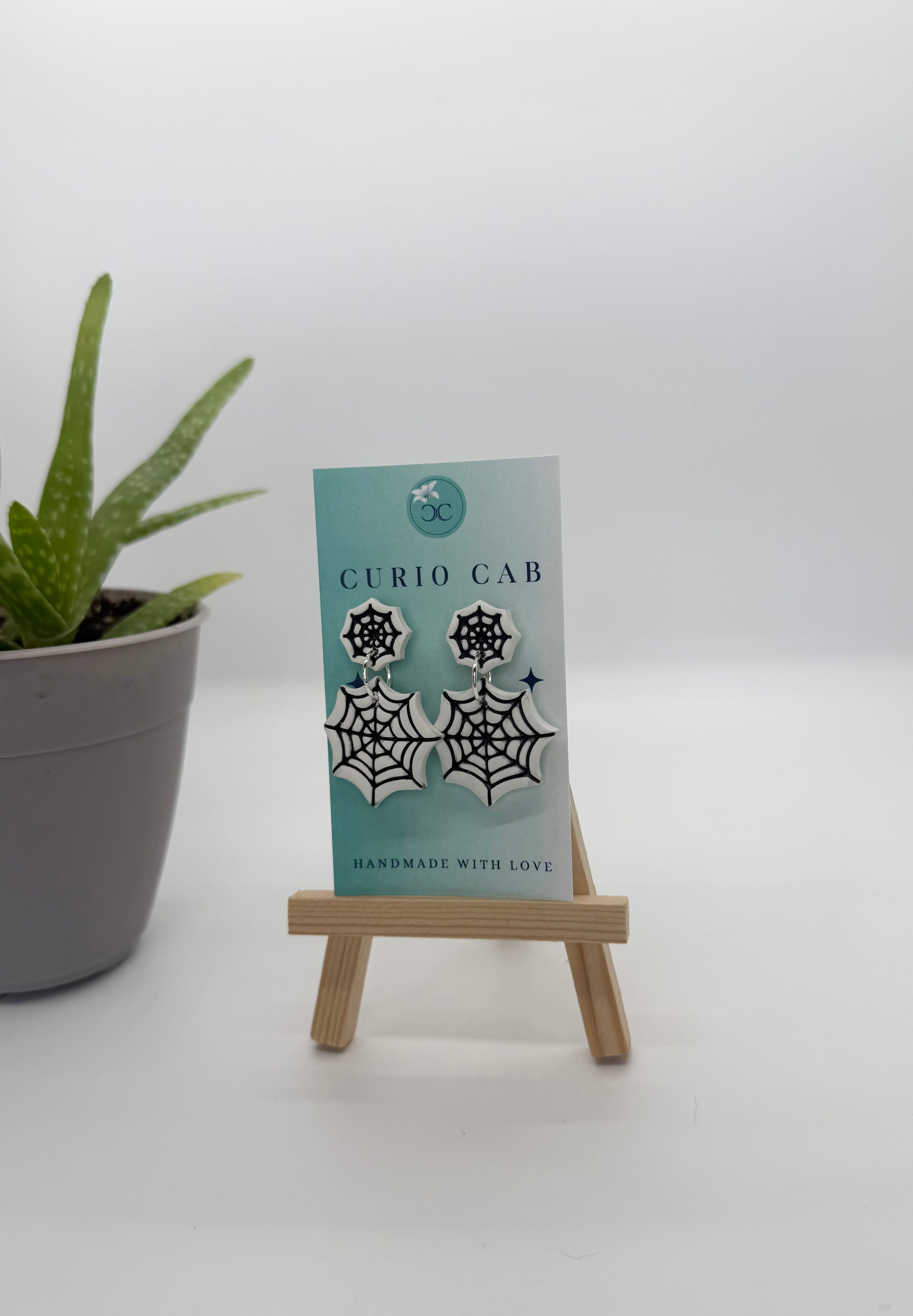 Spiderweb Dangles - Polymer Clay Earrings