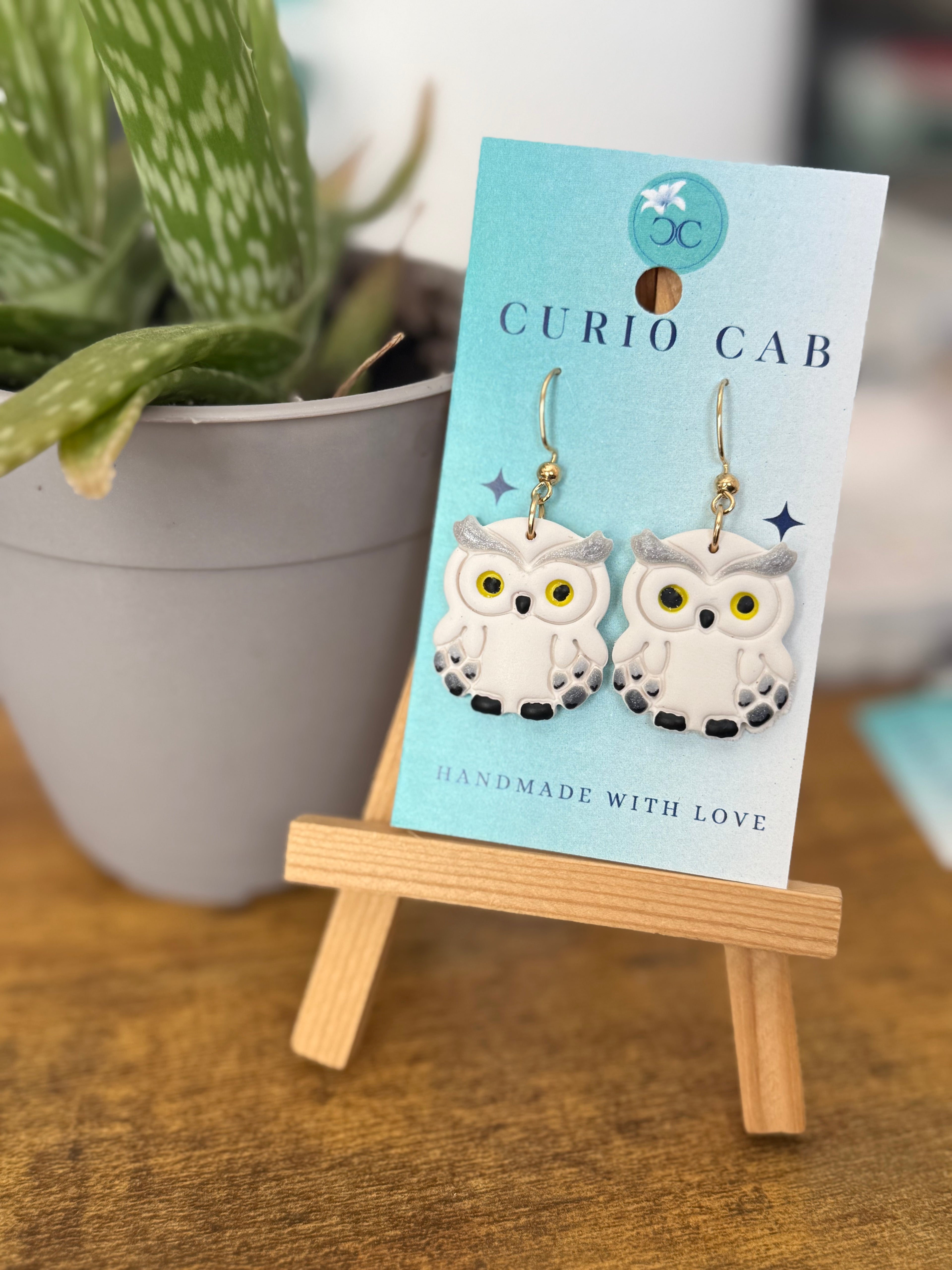 Snowy Owls - Polymer Clay Earrings