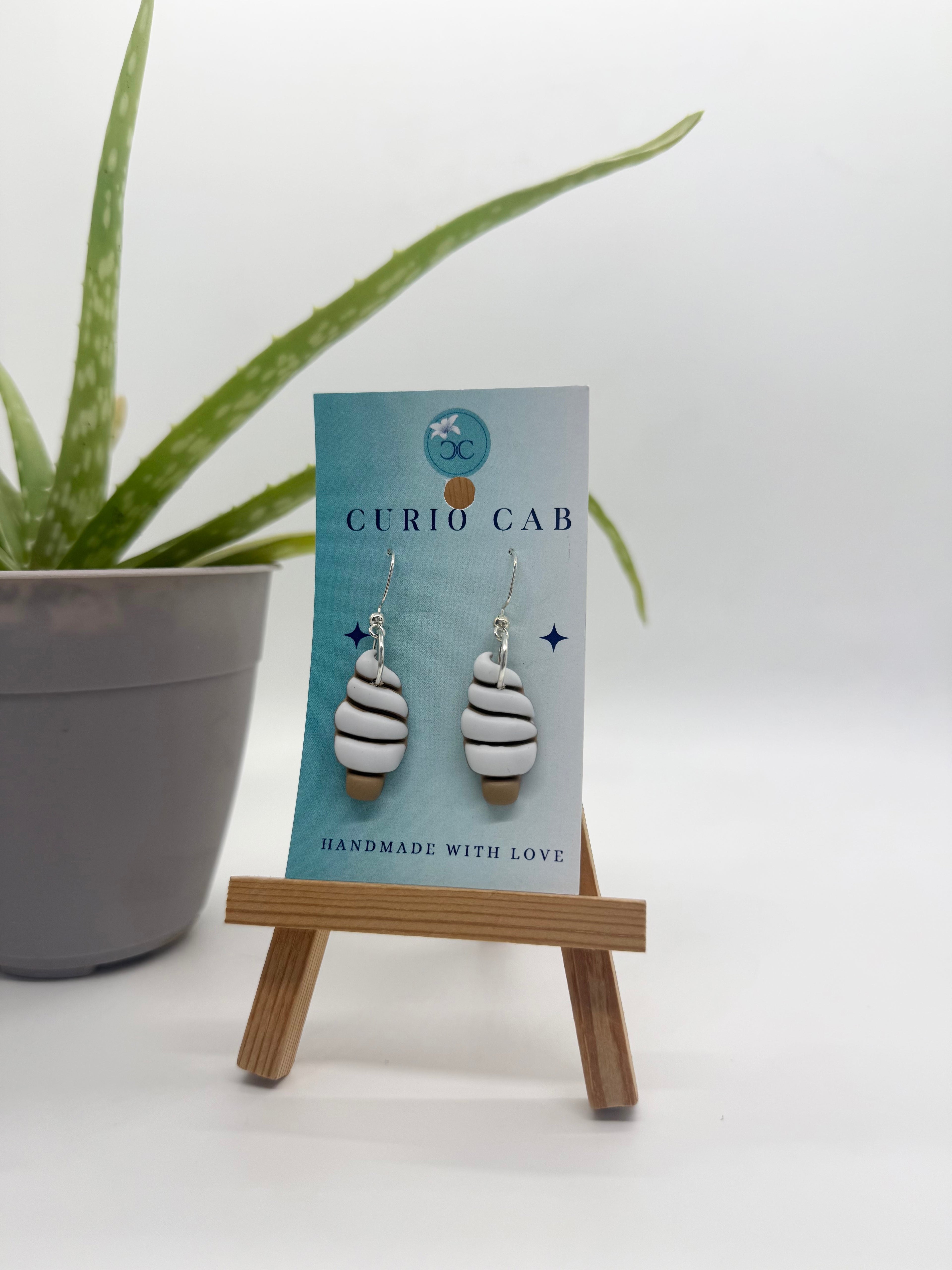Swirly Ice Cream Cone - Polymer Clay Earrings