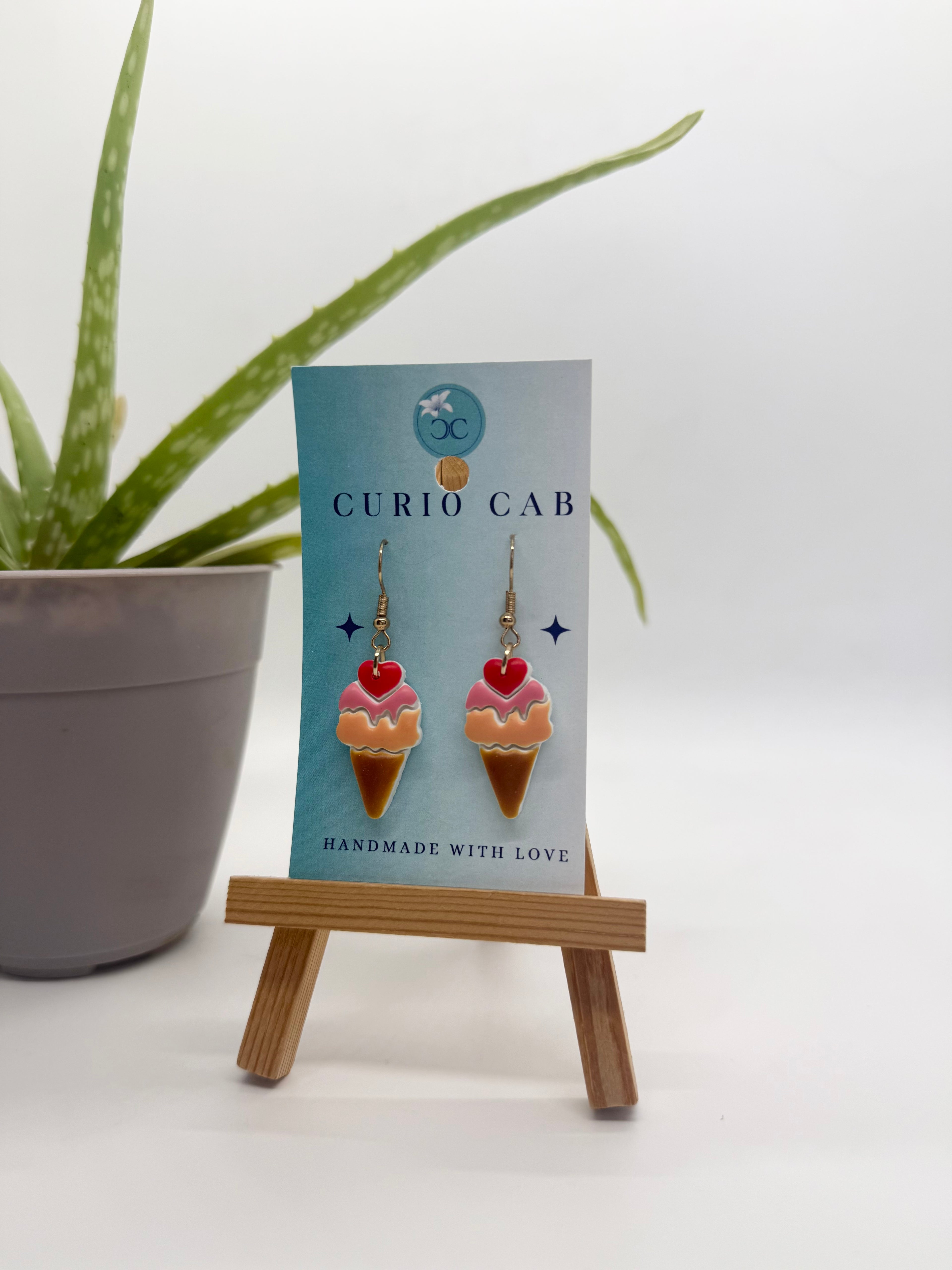 Orange and Pink Ice Creams - Polymer Clay Earrings