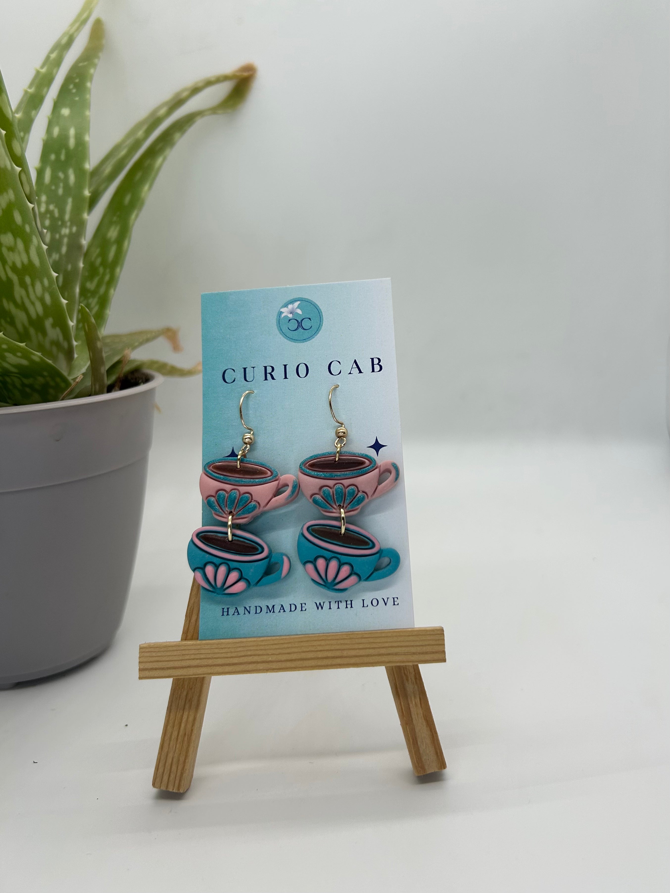 Double Coffee Cups - Polymer Clay Earrings