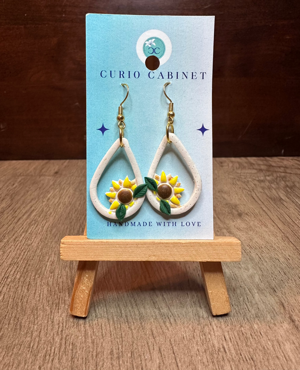 Sunflower Teardrops - Polymer Clay Earrings