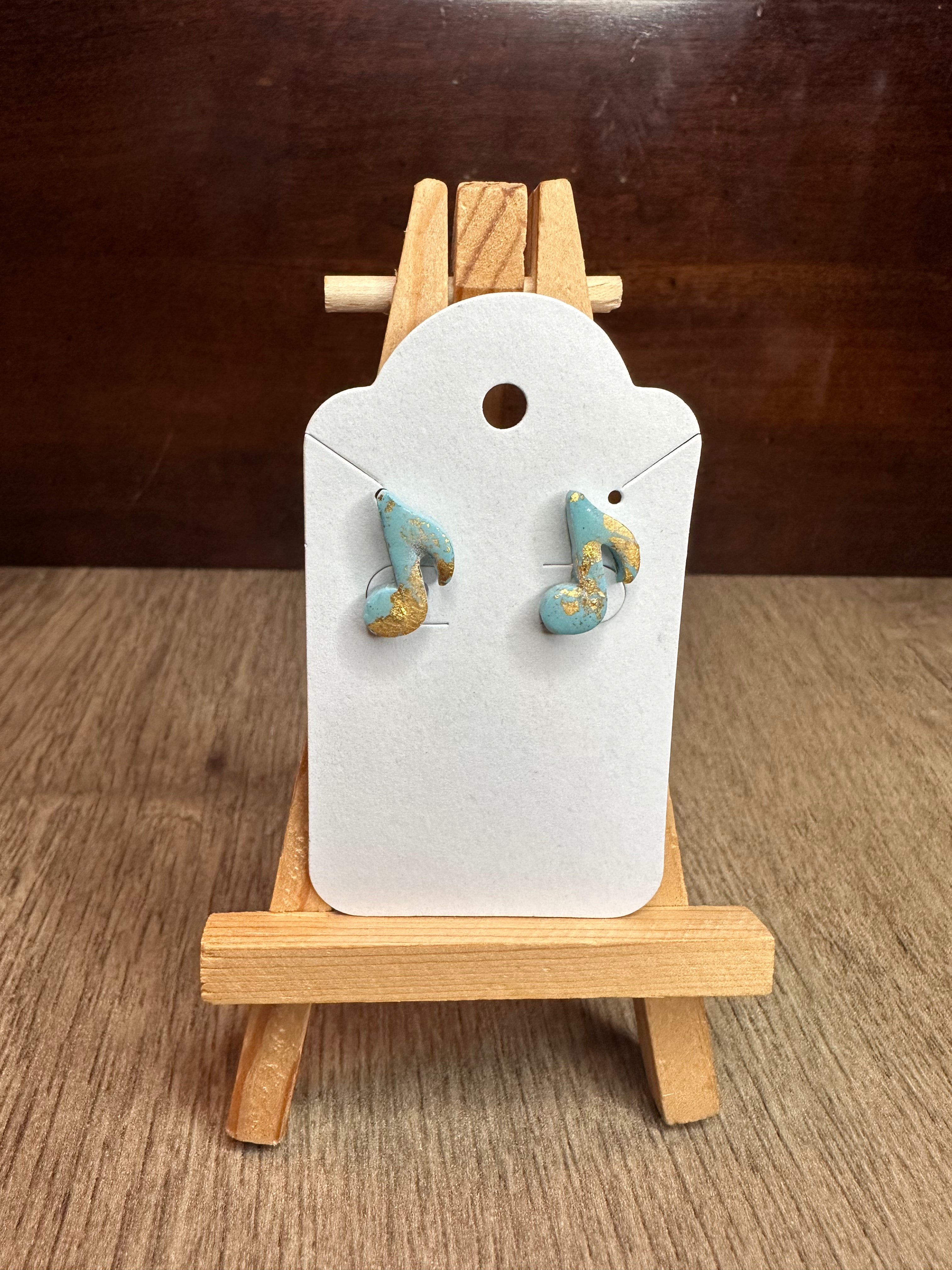 Gold Leaf Music Notes - Polymer Clay Studs