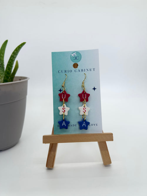 'USA' Mini Stars - Polymer Clay Earrings