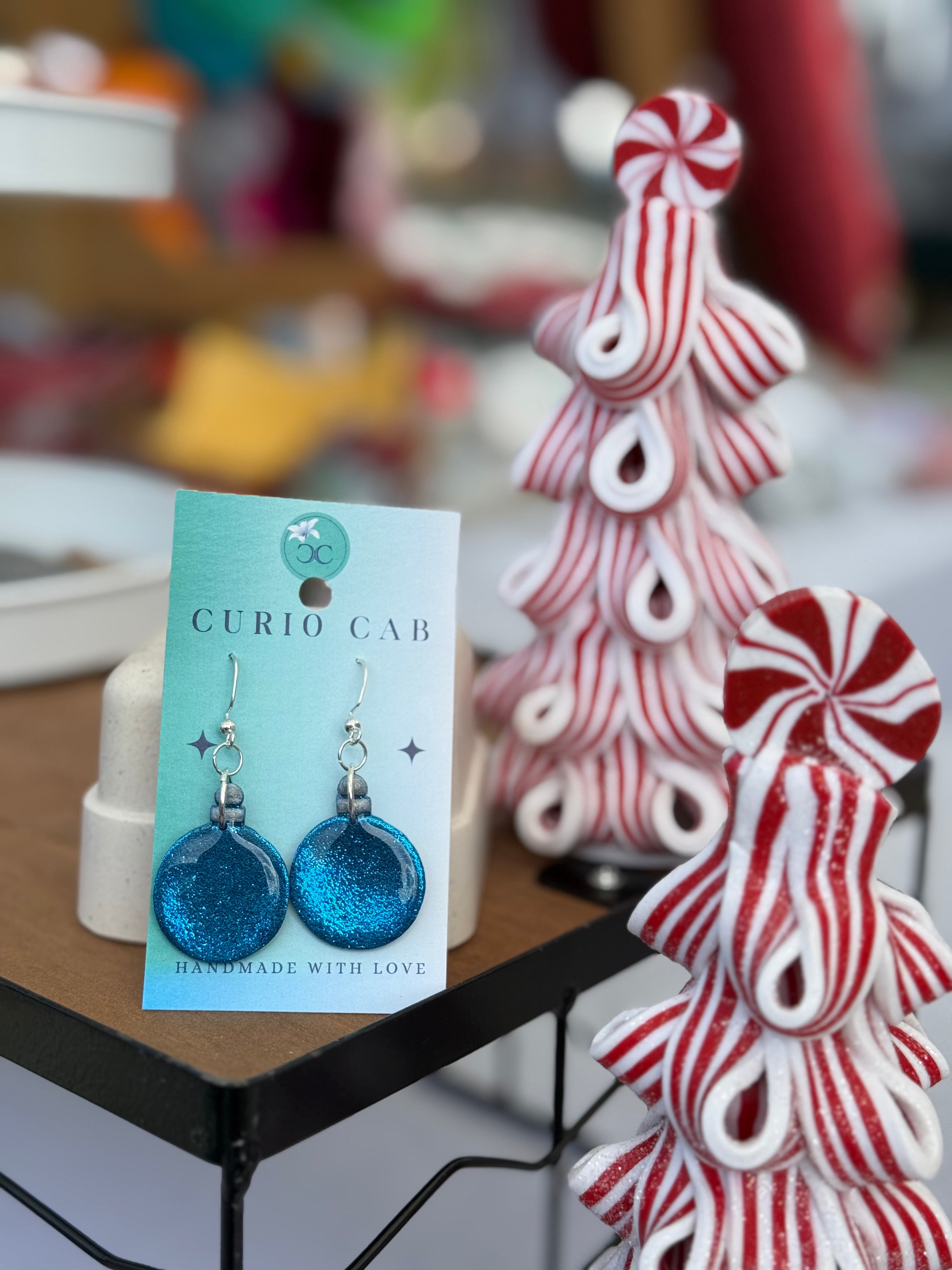 Glitter Christmas Ornaments - Polymer Clay Earrings