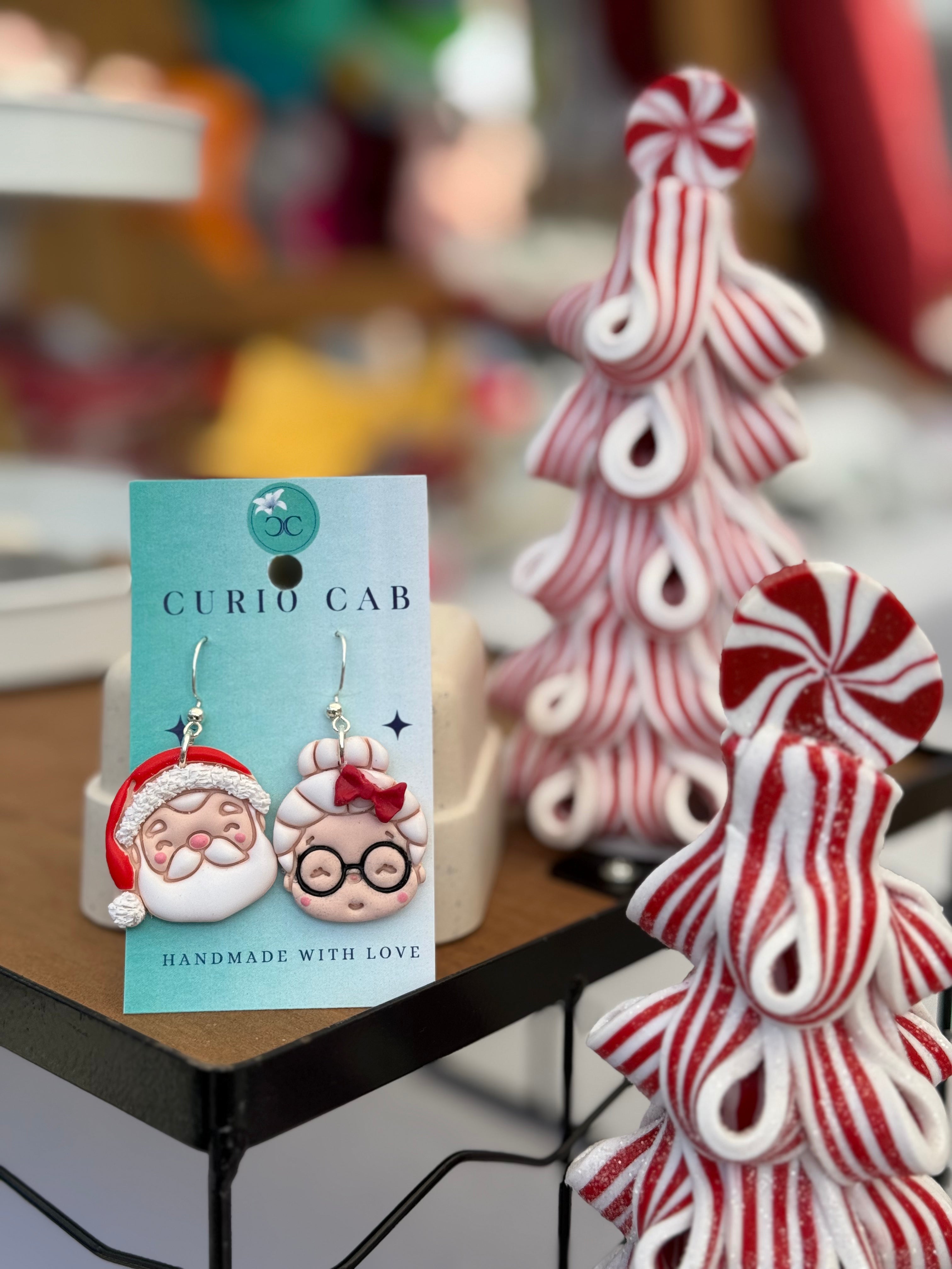 Mr. and Mrs. Claus - Polymer Clay Earrings