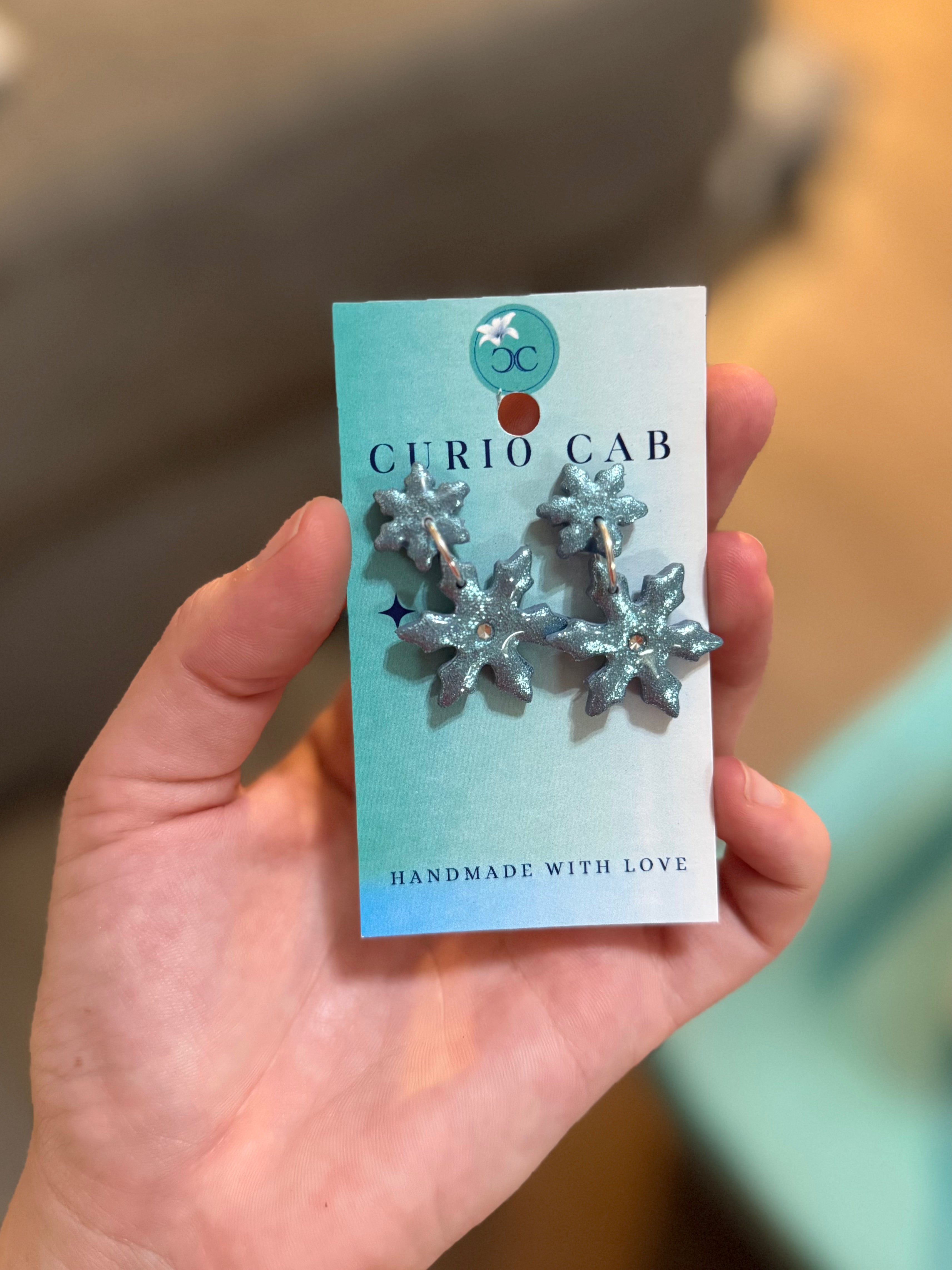 Glitter Snowflakes - Polymer Clay Earrings