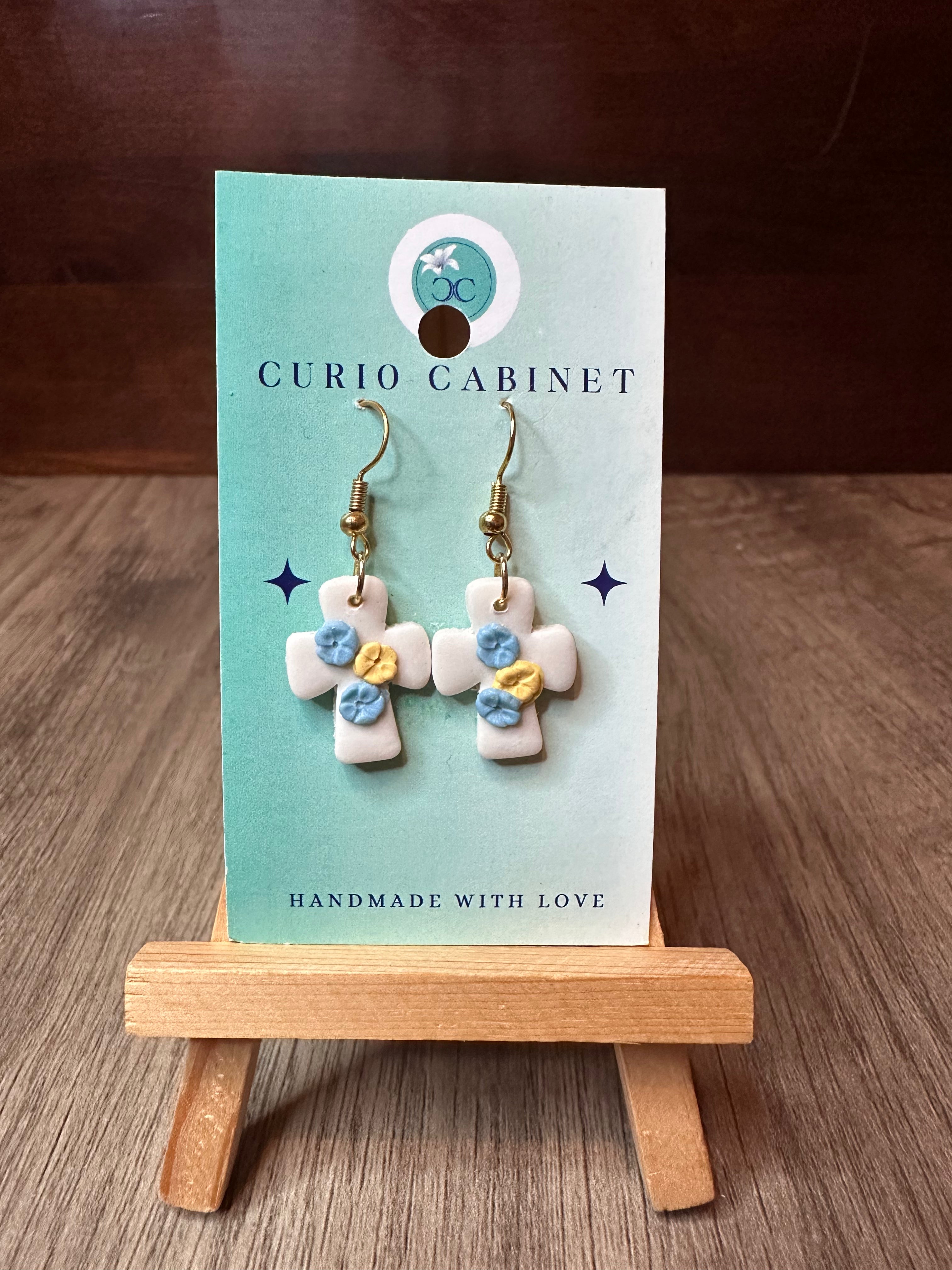 Floral Crosses - Polymer Clay Earrings