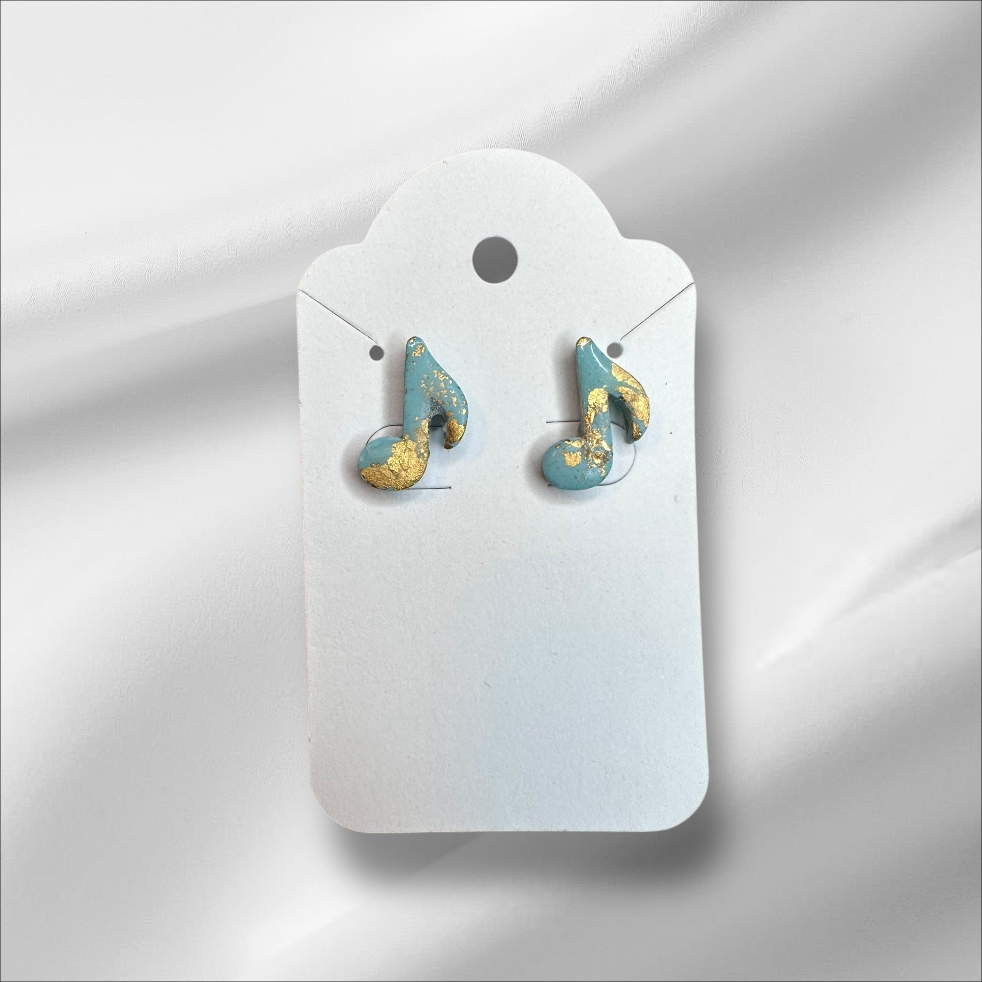Gold Leaf Music Notes - Polymer Clay Studs