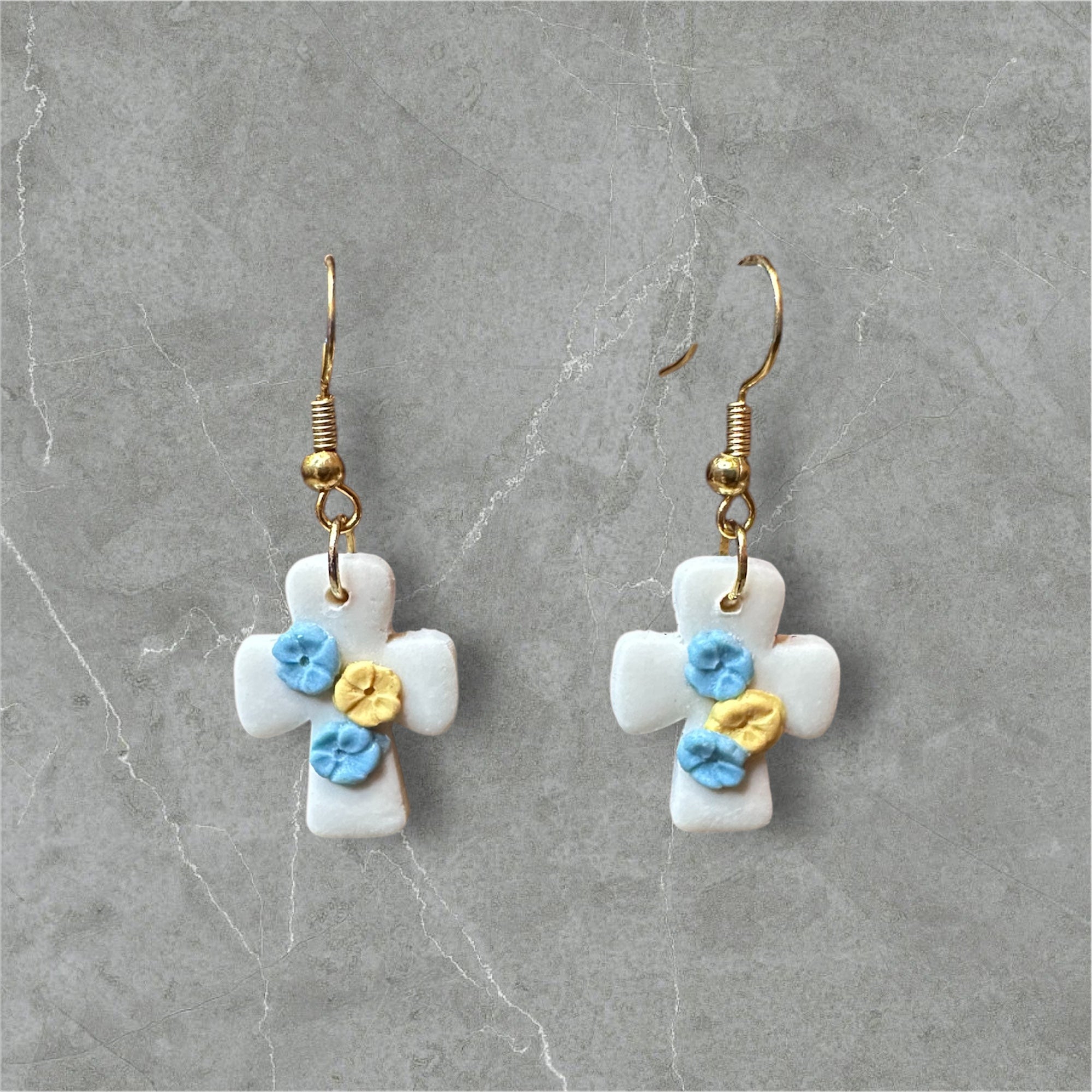 Floral Crosses - Polymer Clay Earrings