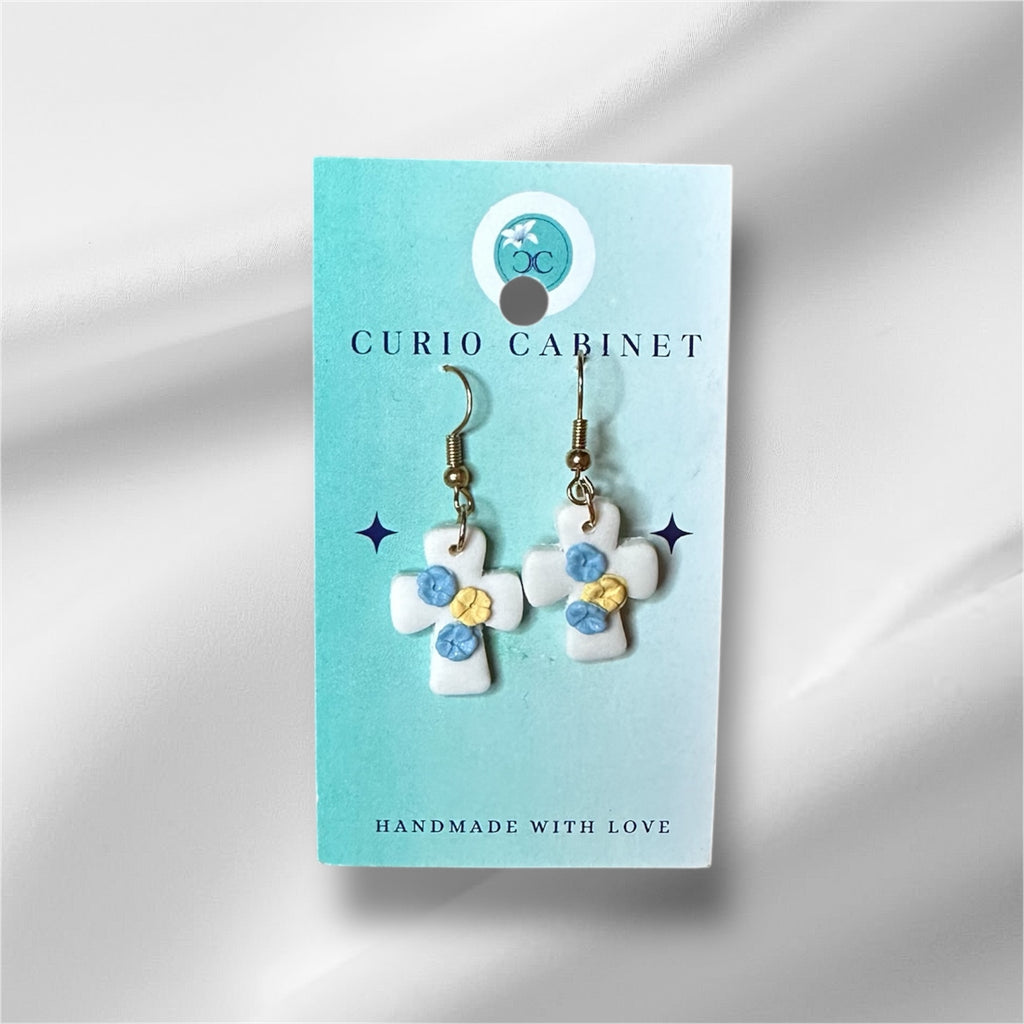 Floral Crosses - Polymer Clay Earrings