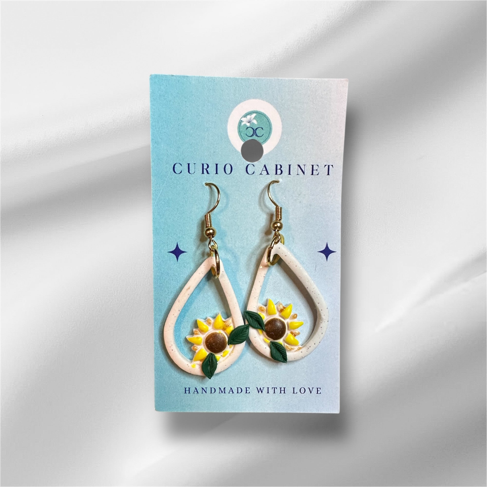 Sunflower Teardrops - Polymer Clay Earrings