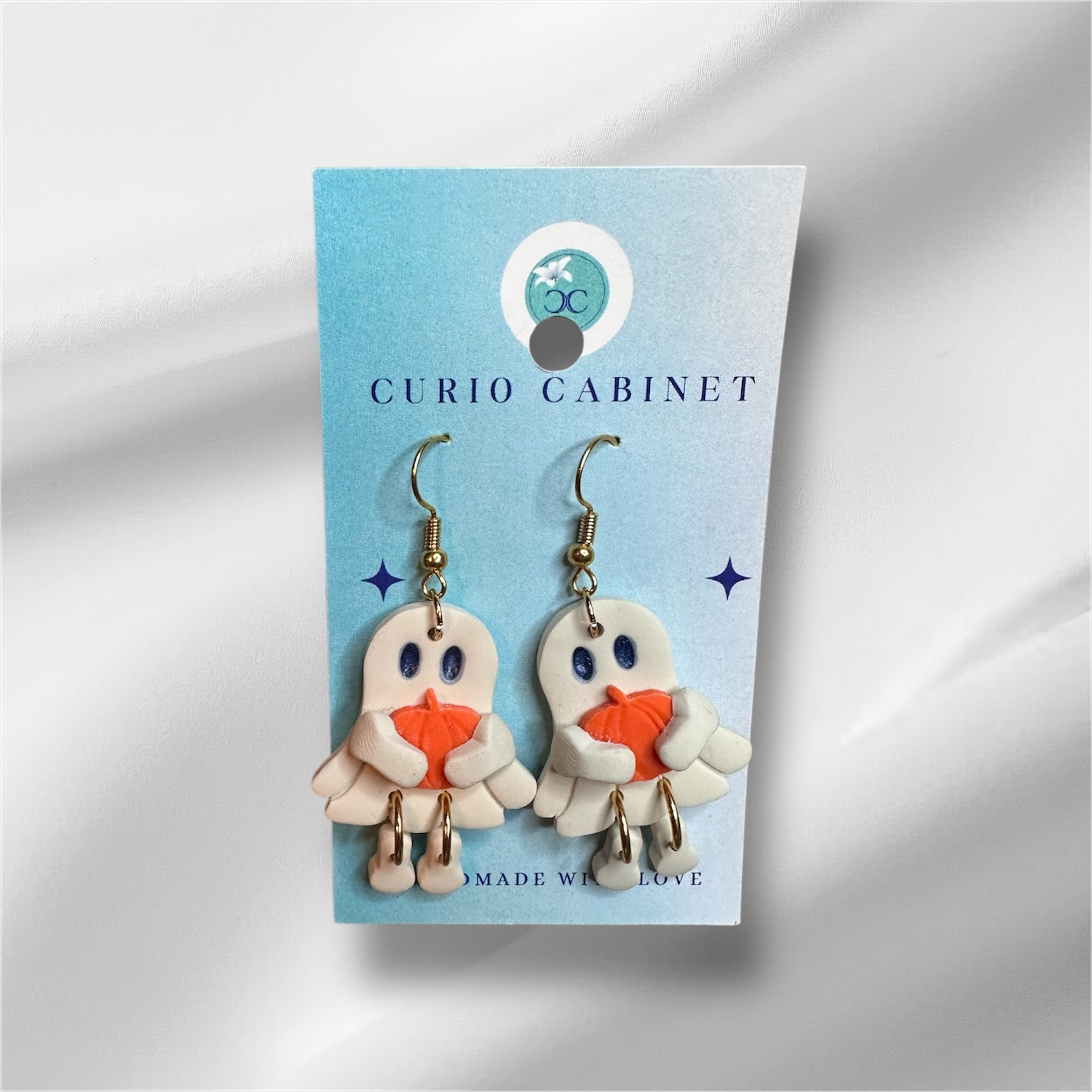 Footie Ghosts & Pumpkin - Polymer Clay Earrings