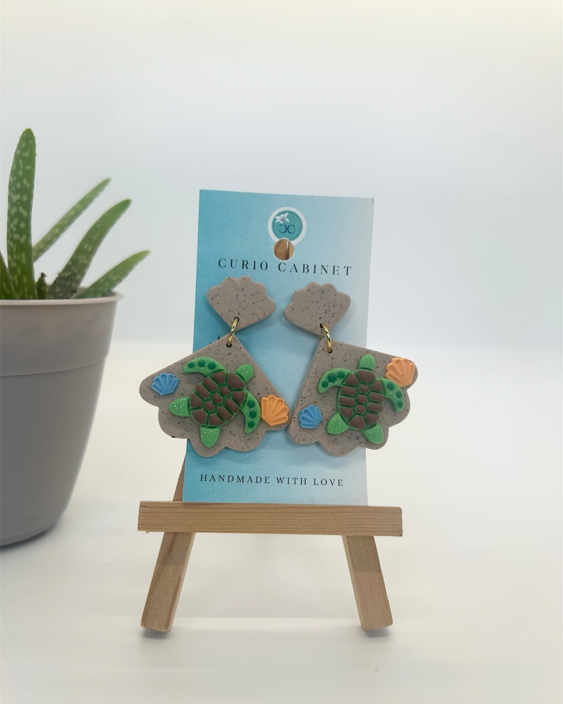 Sea Turtles on Sand - Polymer Clay Earrings