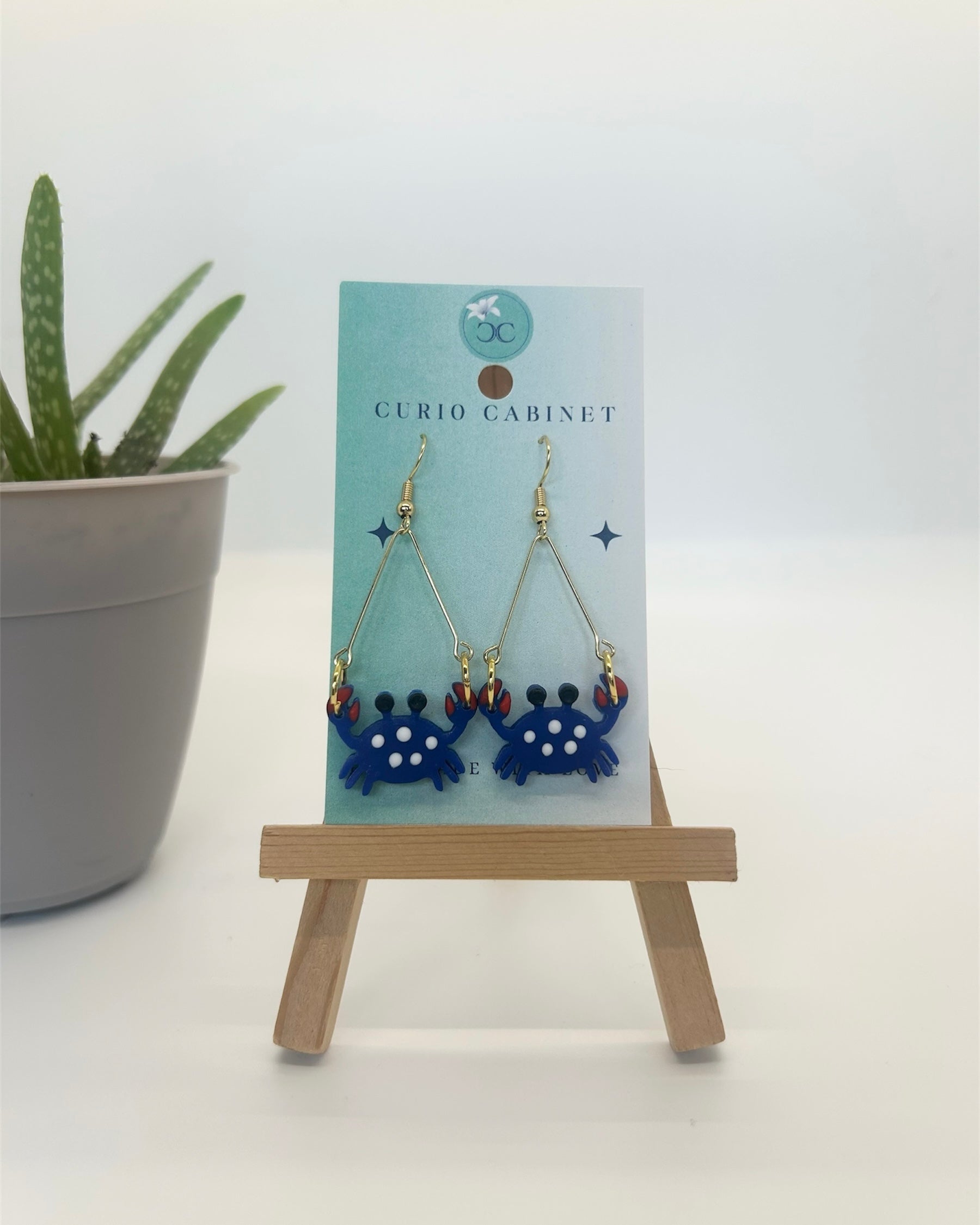 Call Me Crabby Blue - Polymer Clay Earrings