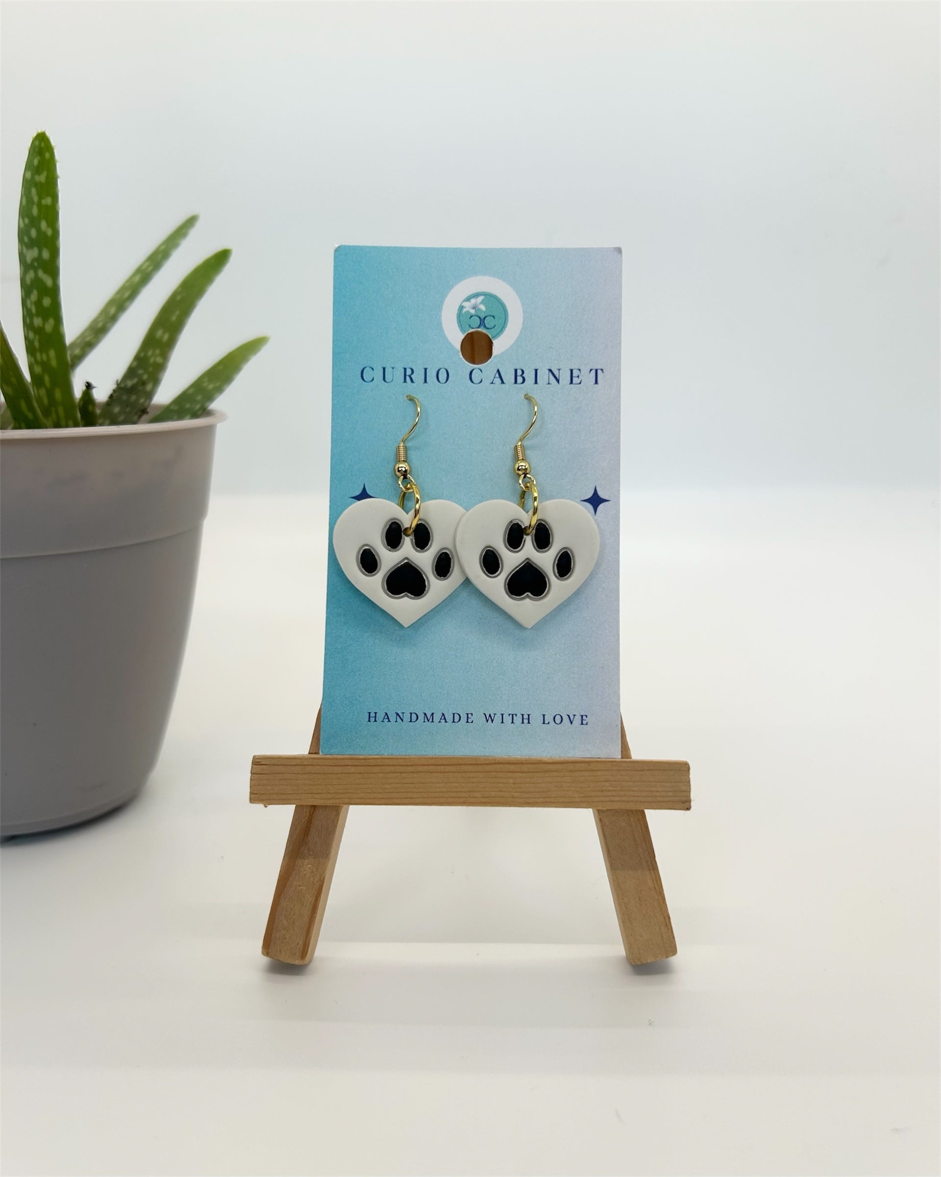 Paw Print Hearts - Polymer Clay Earrings