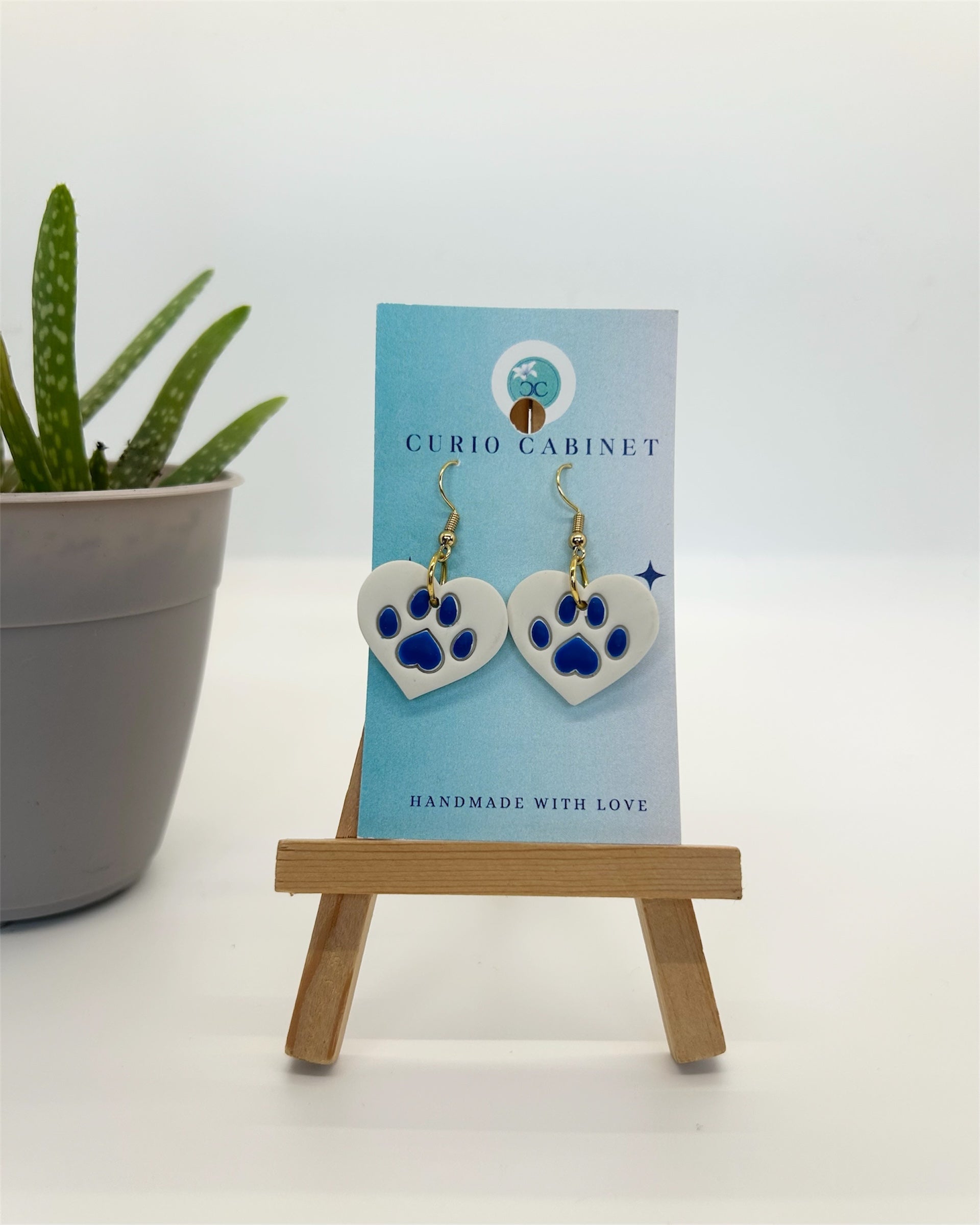 Paw Print Hearts - Polymer Clay Earrings